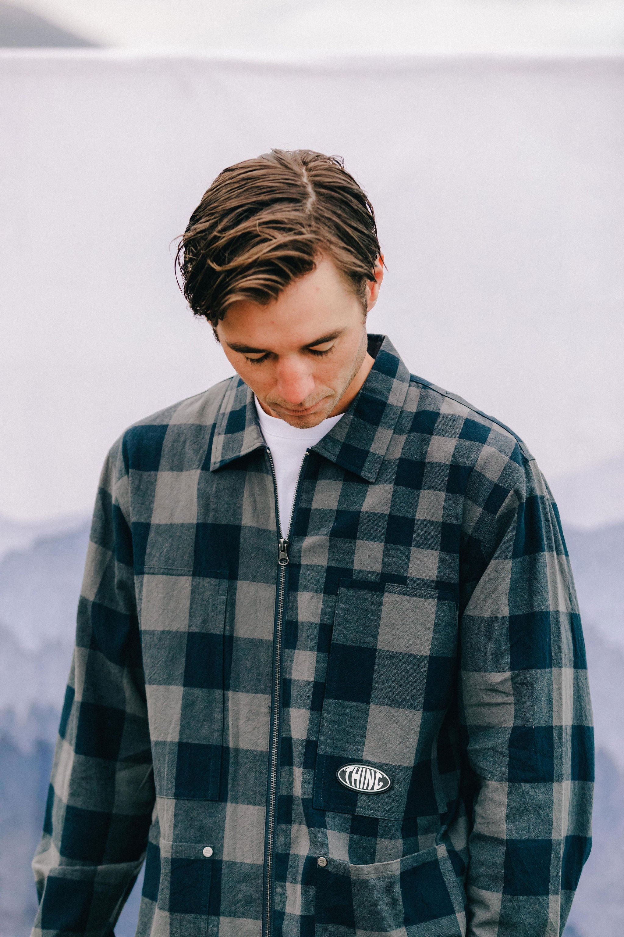 Zip Lomax Overshirt - Charcoal Check