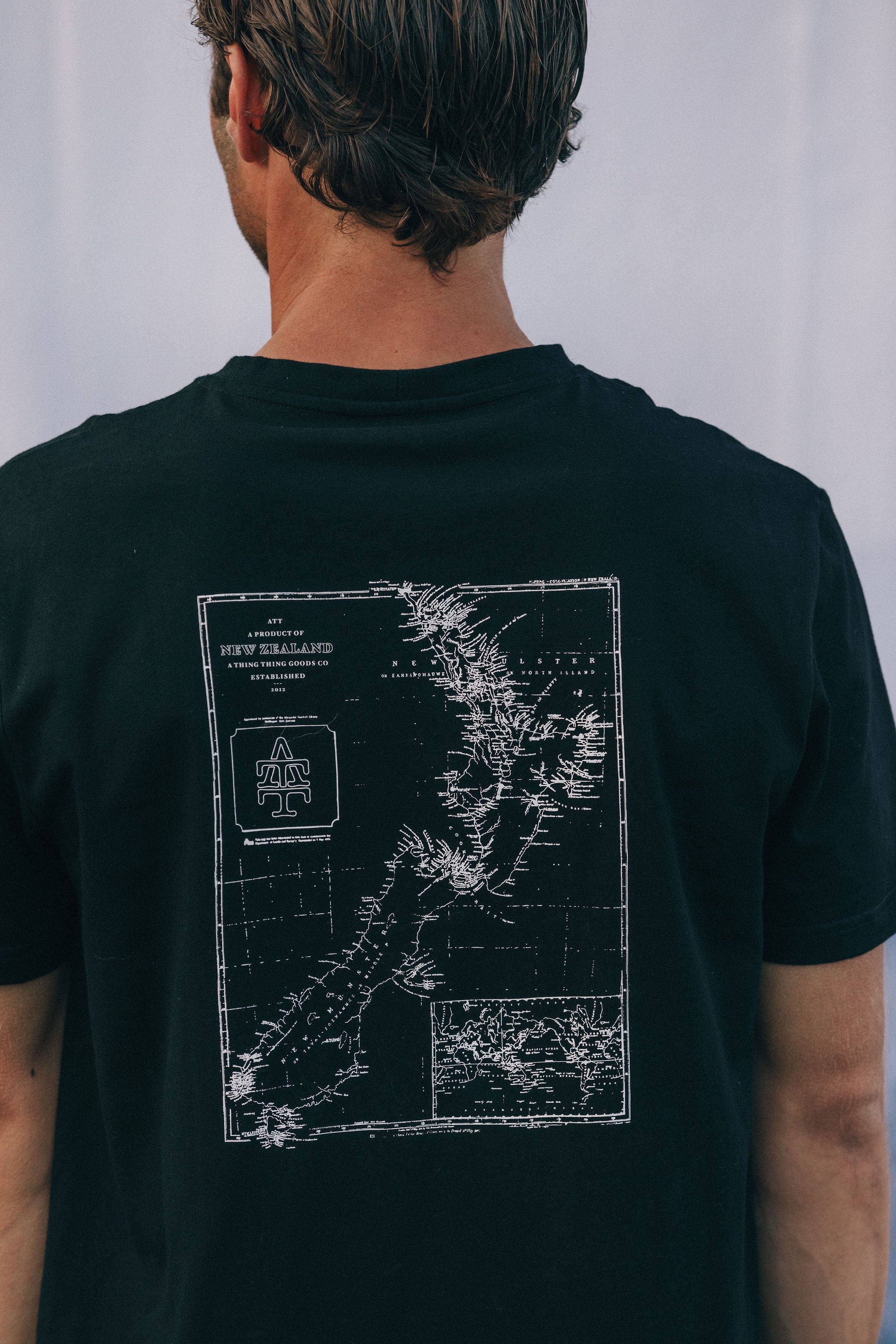 SS Tee - Black with Map Print
