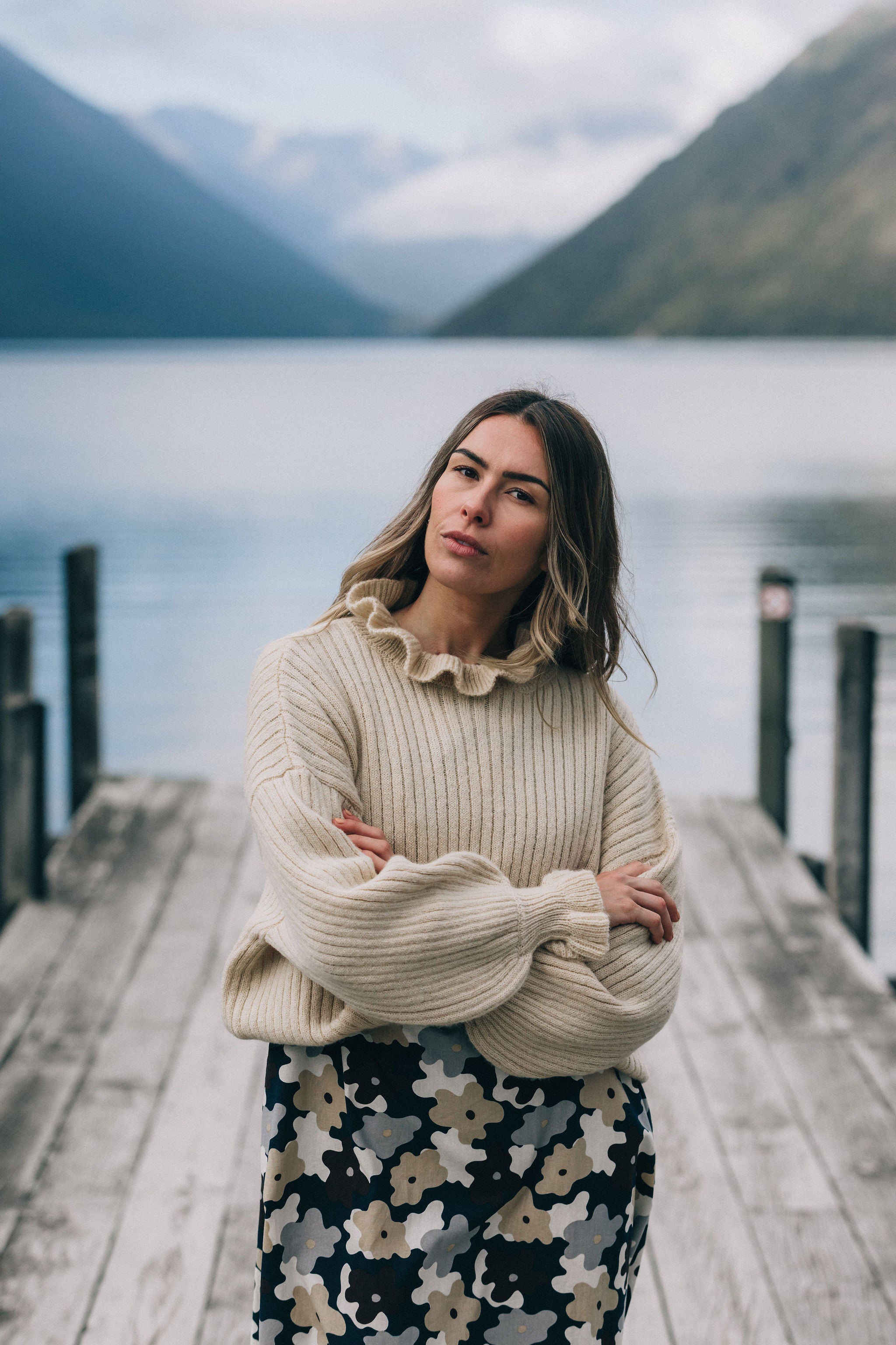 Ruffle Emma Jumper - Latte