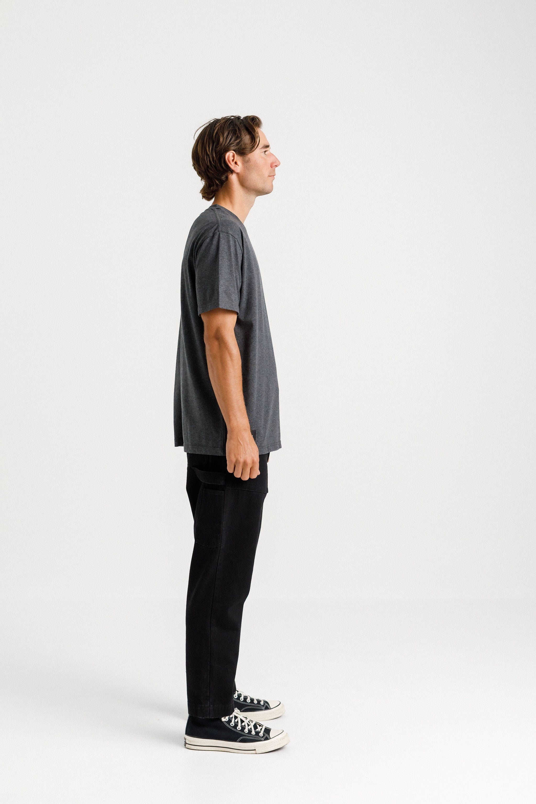 Ample Tee - Coal Marl Collegiate Print