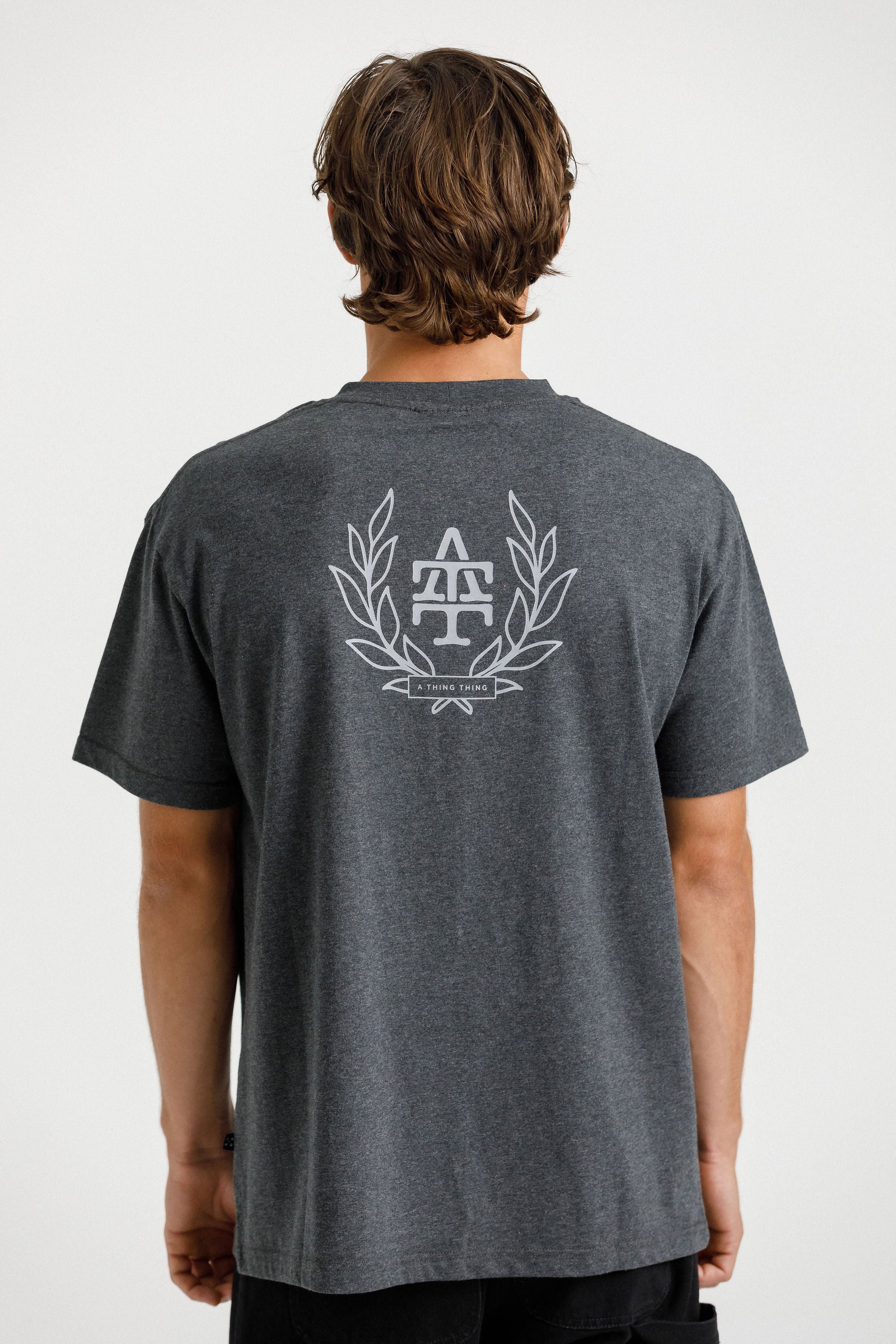 Ample Tee - Coal Marl Collegiate Print