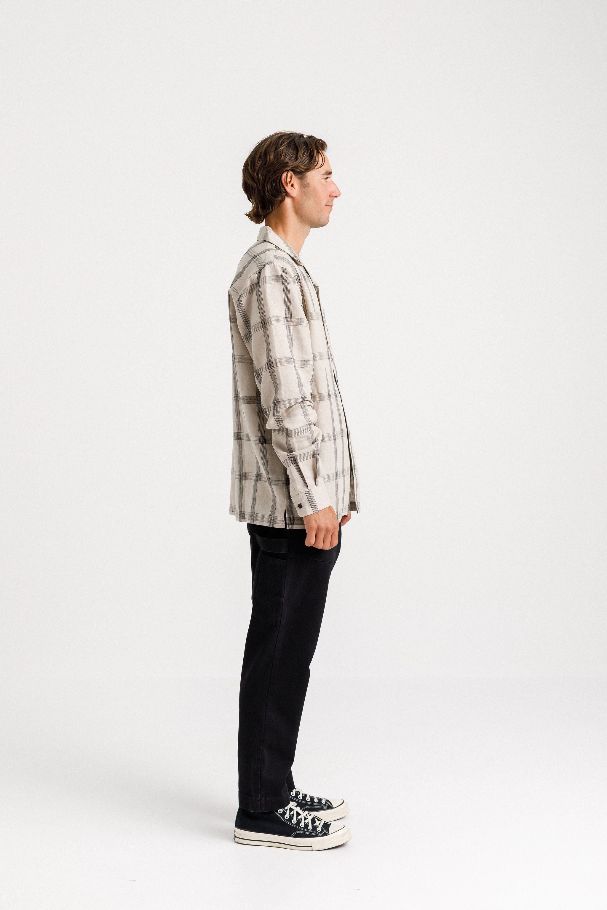 Long Sleeve Trope Shirt - Oat Plaid