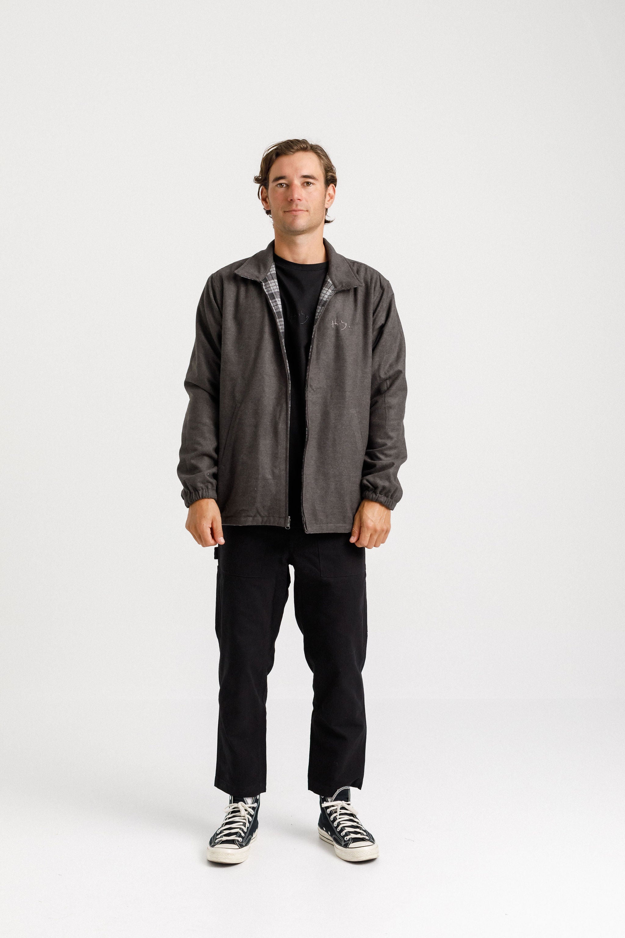 Reversible Mach Jacket - Charcoal Plaid/Charcoal