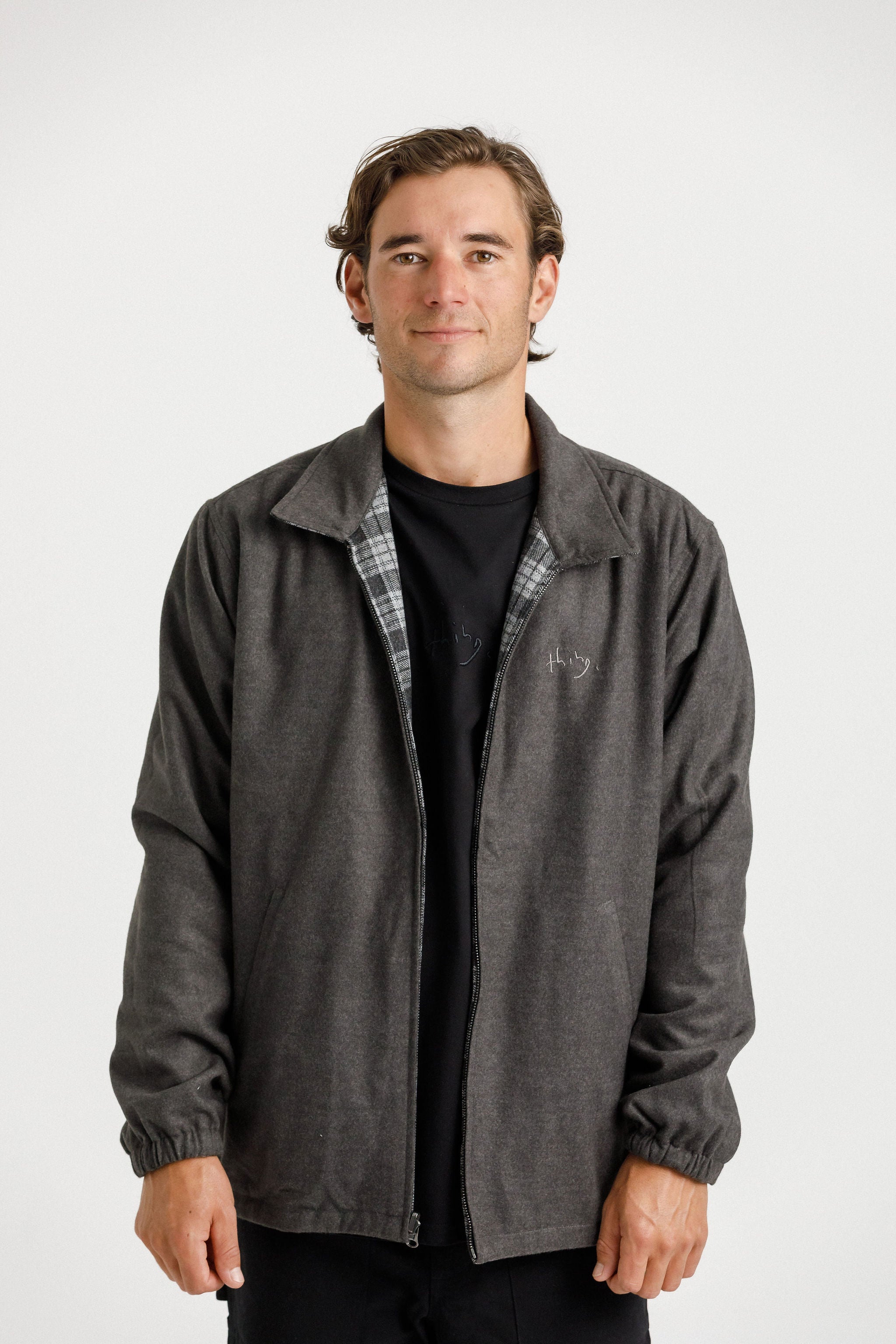 Reversible Mach Jacket - Charcoal Plaid/Charcoal