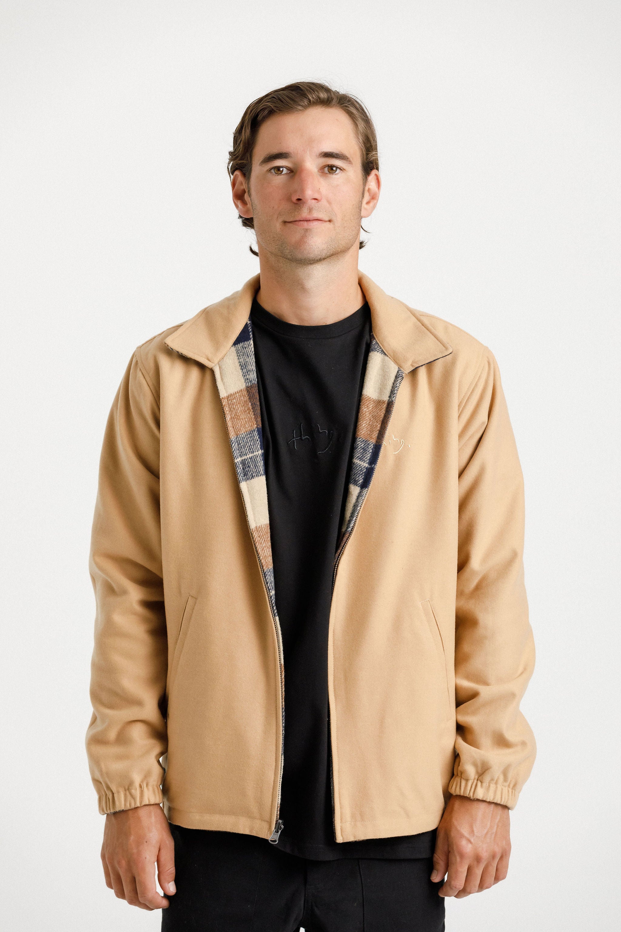 Reversible Mach Jacket - Camel Plaid