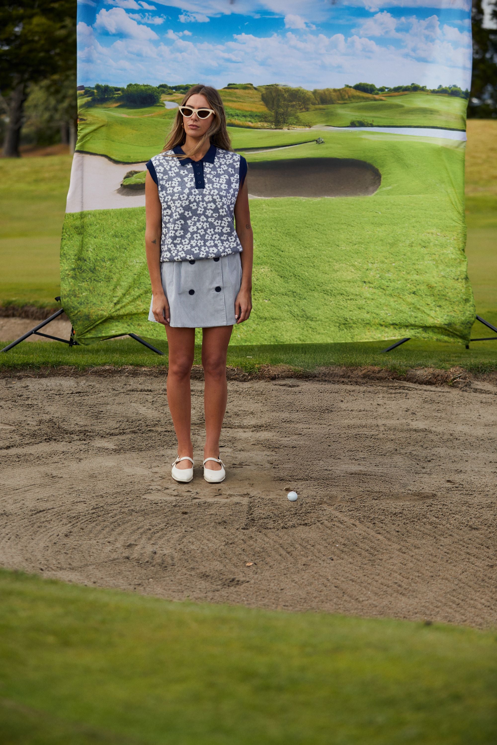 Fairway Flowers Polo - Bleached Navy