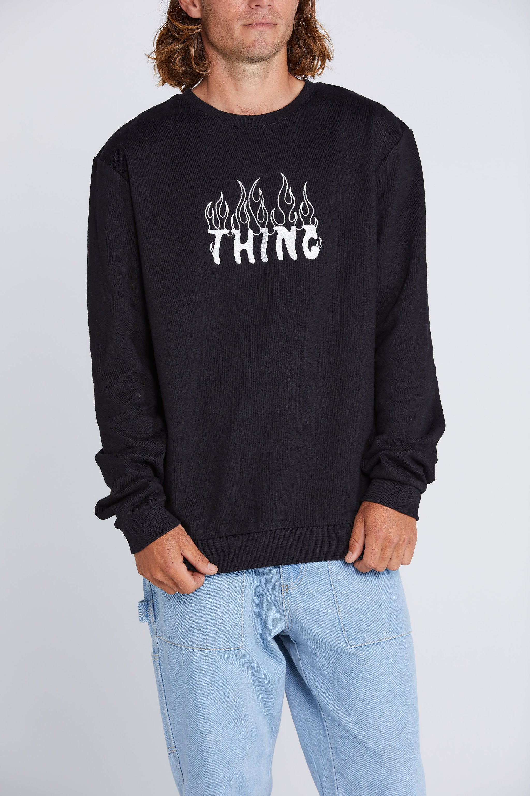Title Crew - Black with White Pyro Embroidery