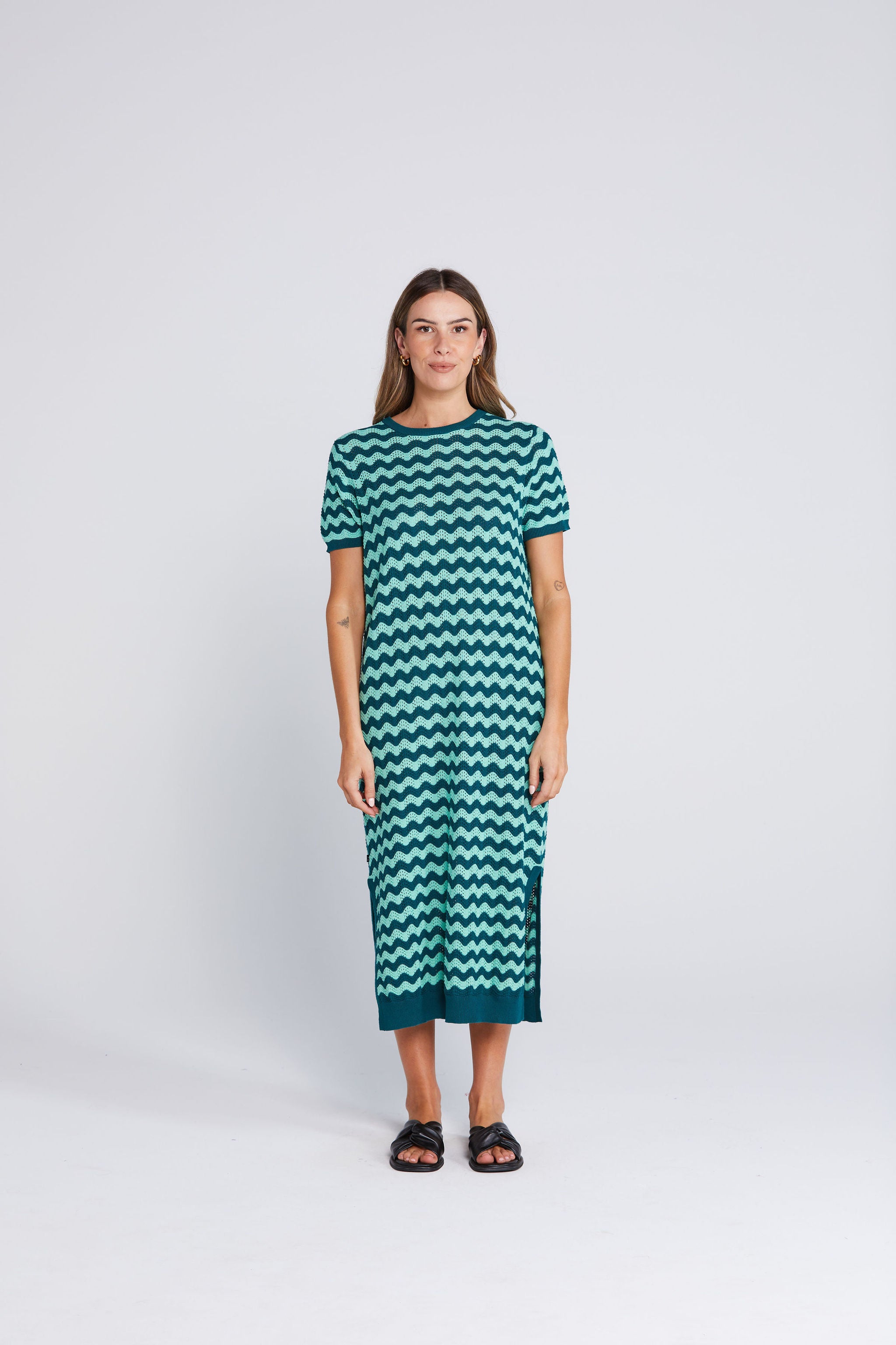 cypress knit dress Palmer Polo Mesh Knit Dress - Cypress