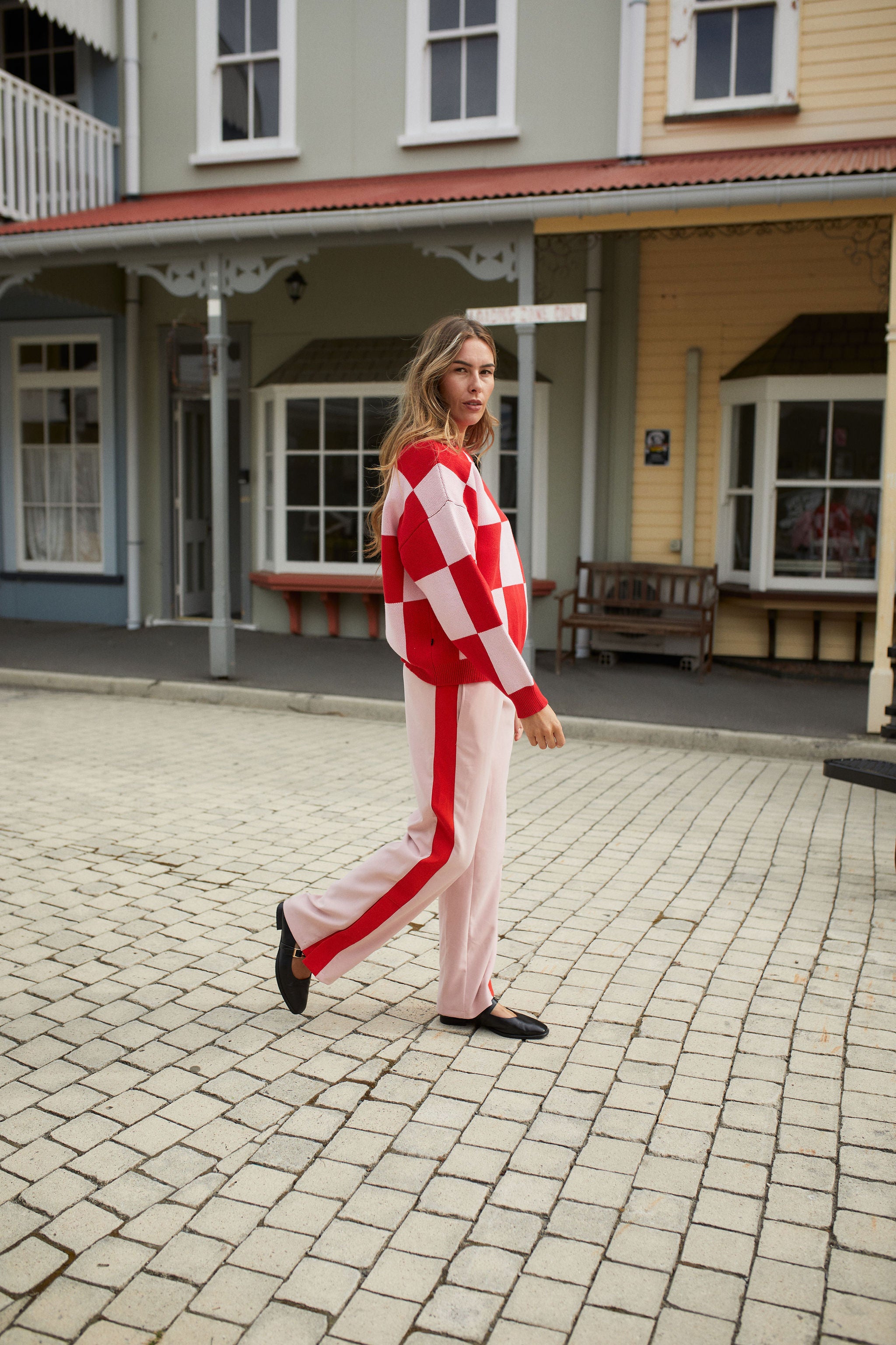 Contrast Snappy Pant - Pinky Tomato