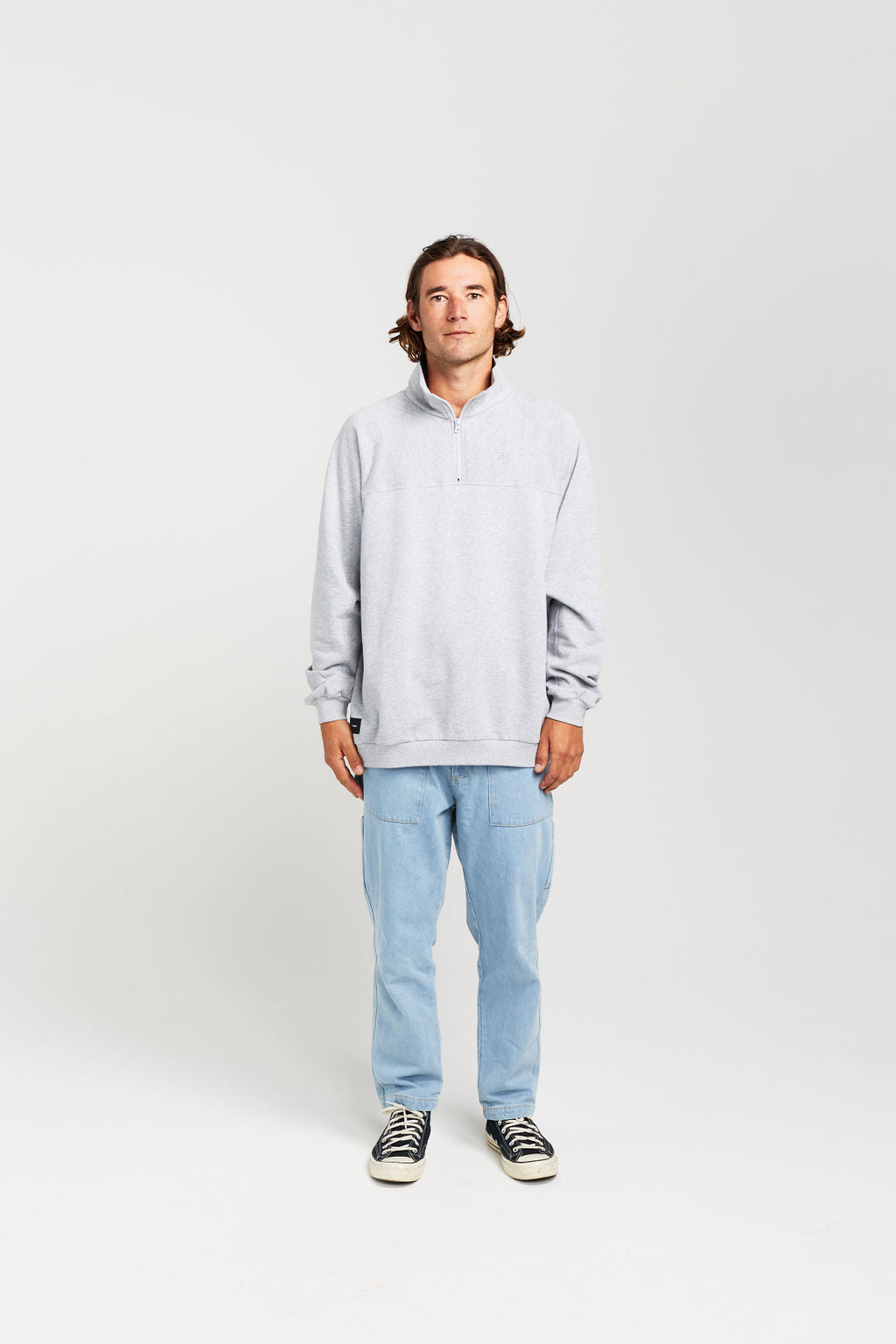 Quarter Zip Crew - Grey Marle