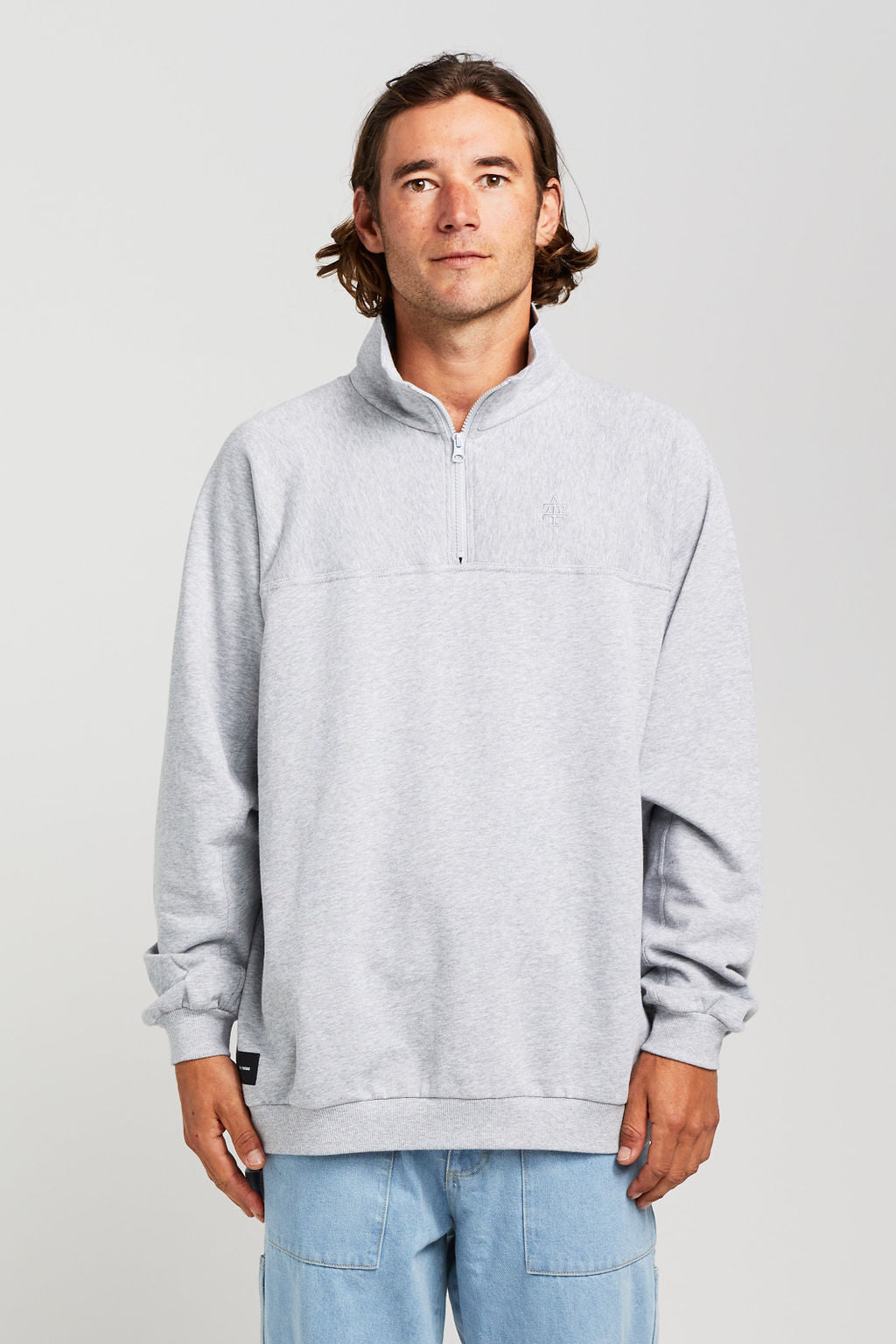 Quarter Zip Crew - Grey Marle