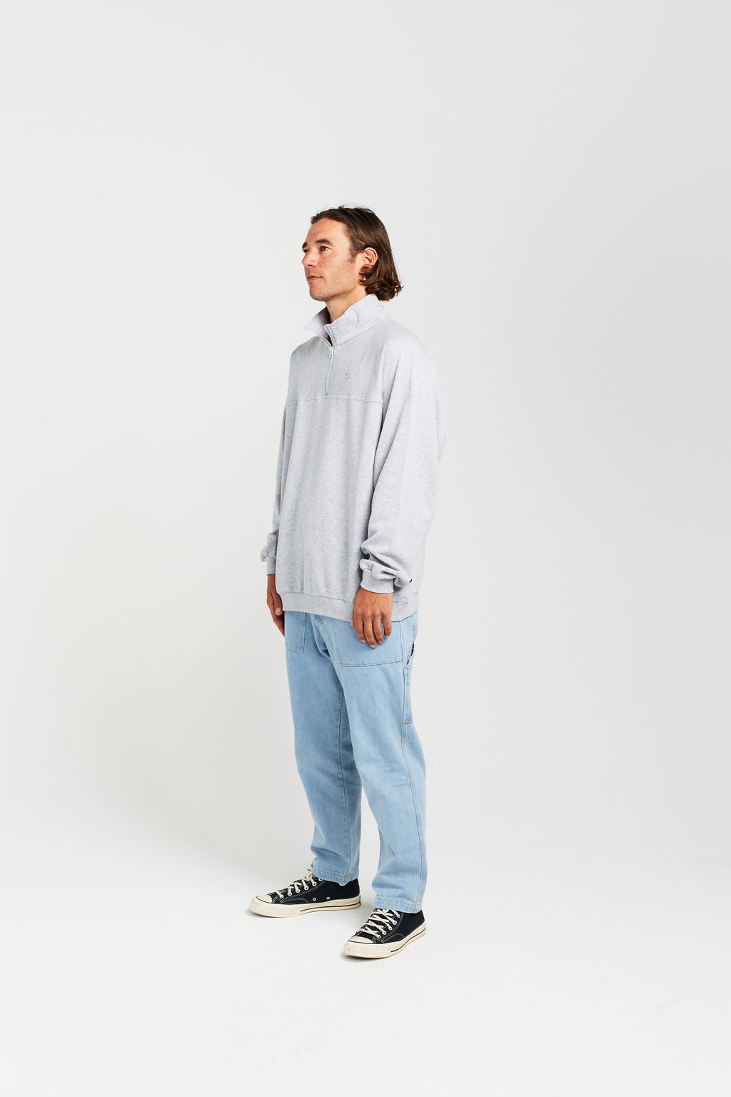 Quarter Zip Crew - Grey Marle