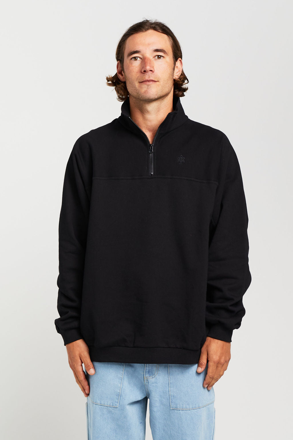 Quarter Zip Crew - Black