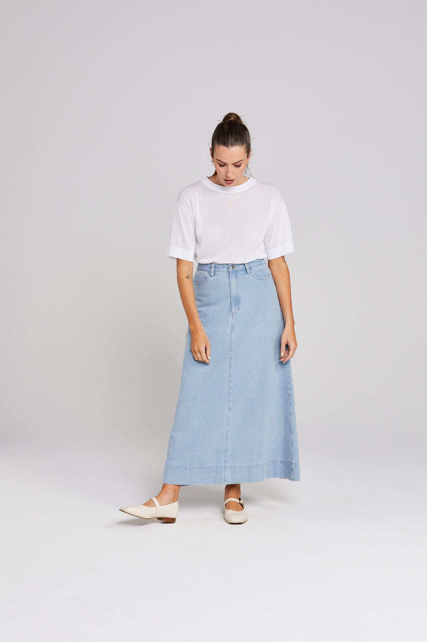 Bettie Skirt - Stone Wash Denim