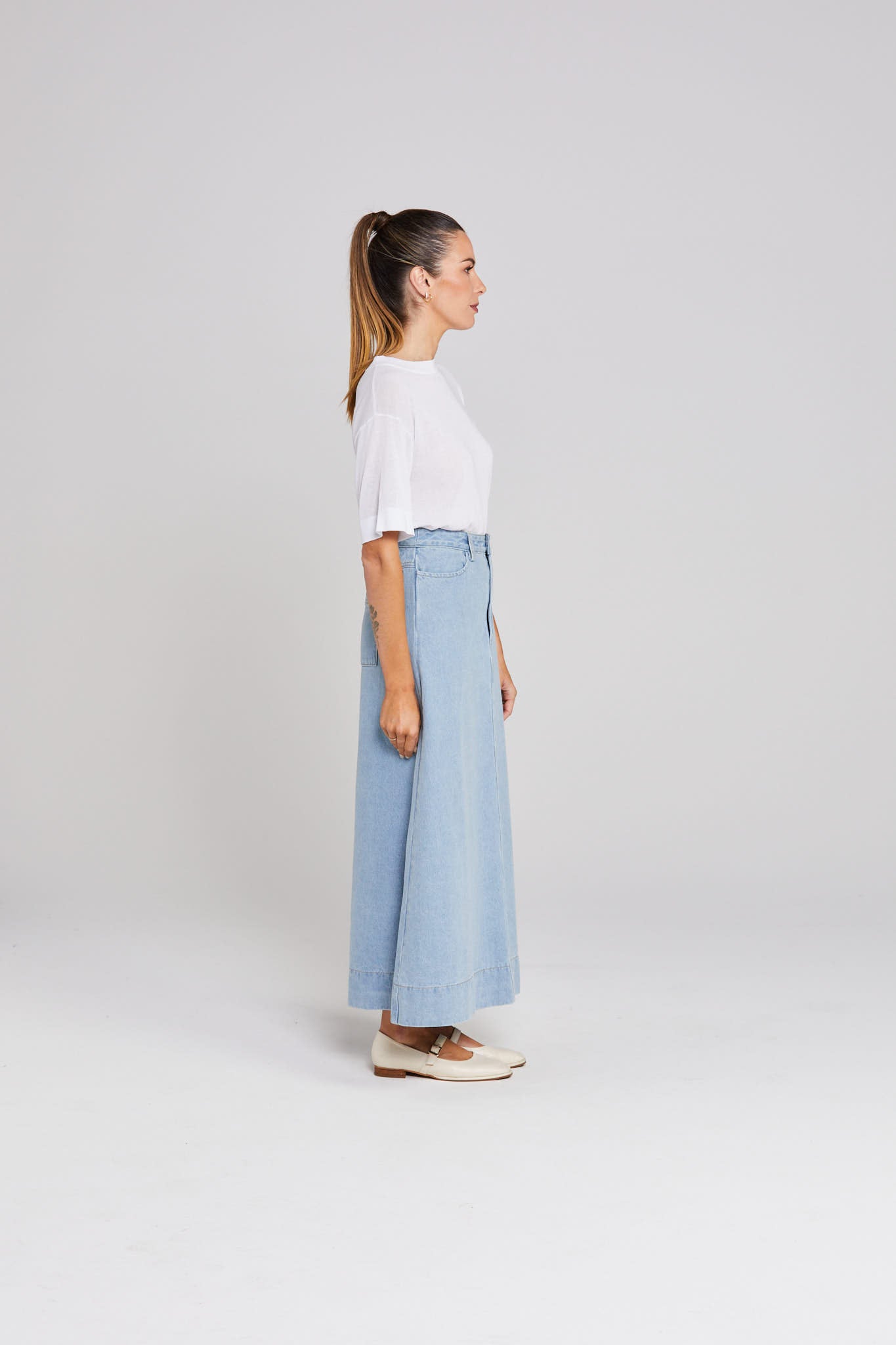 Bettie Skirt - Stone Wash Denim