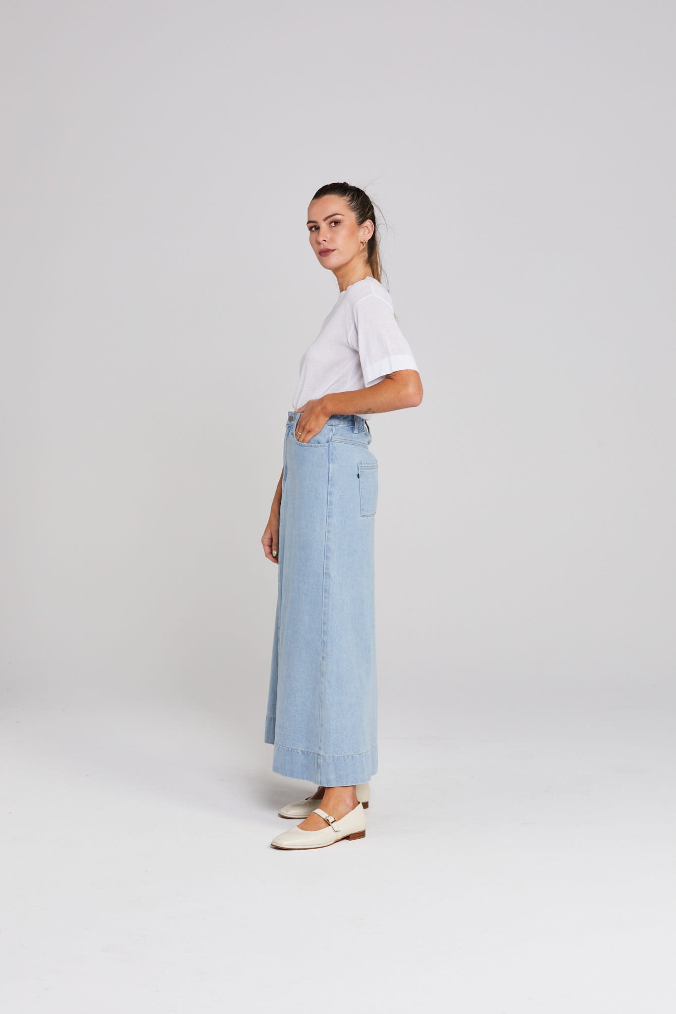Bettie Skirt - Stone Wash Denim