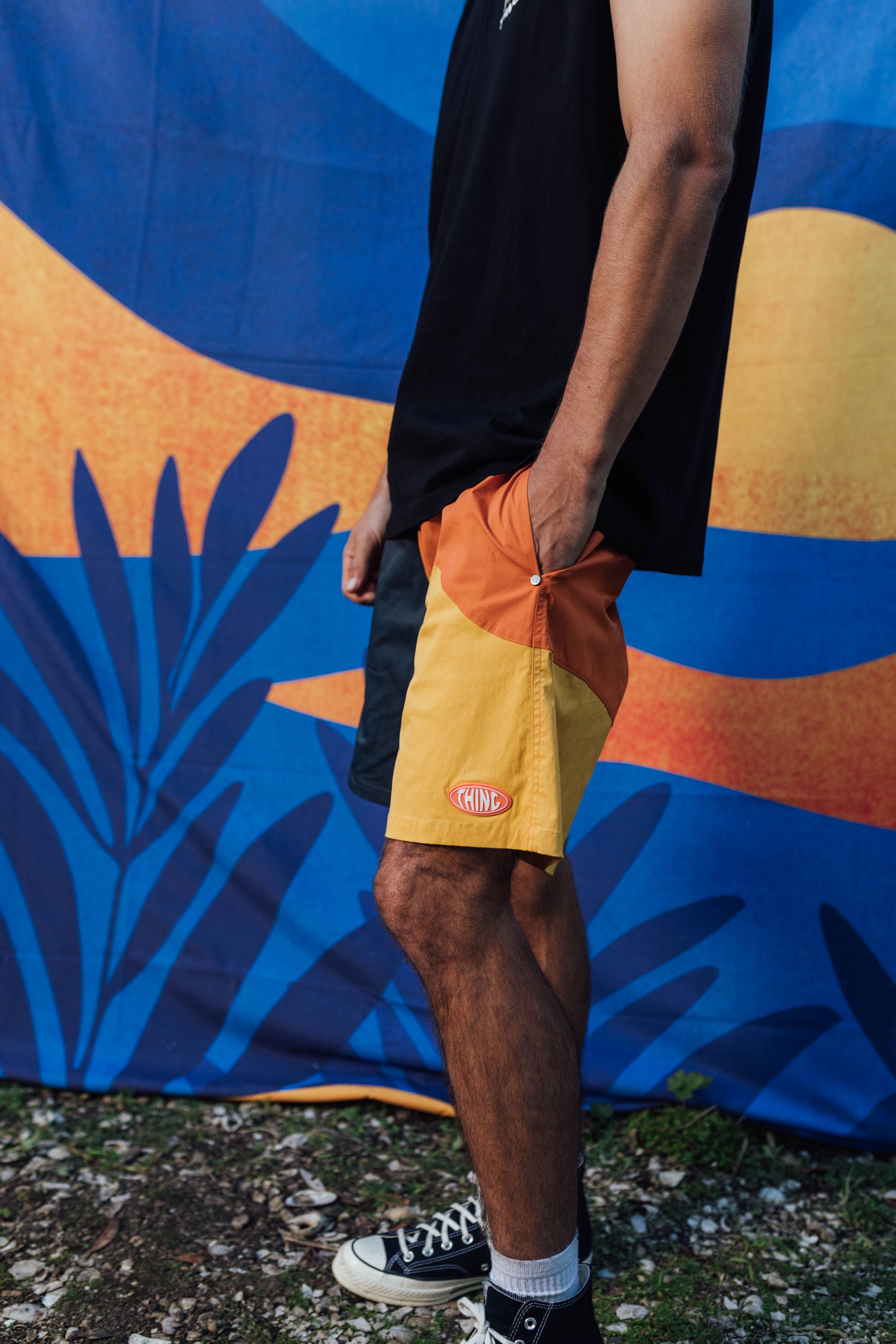 Wavy Short - Slate/Orange/Yellow