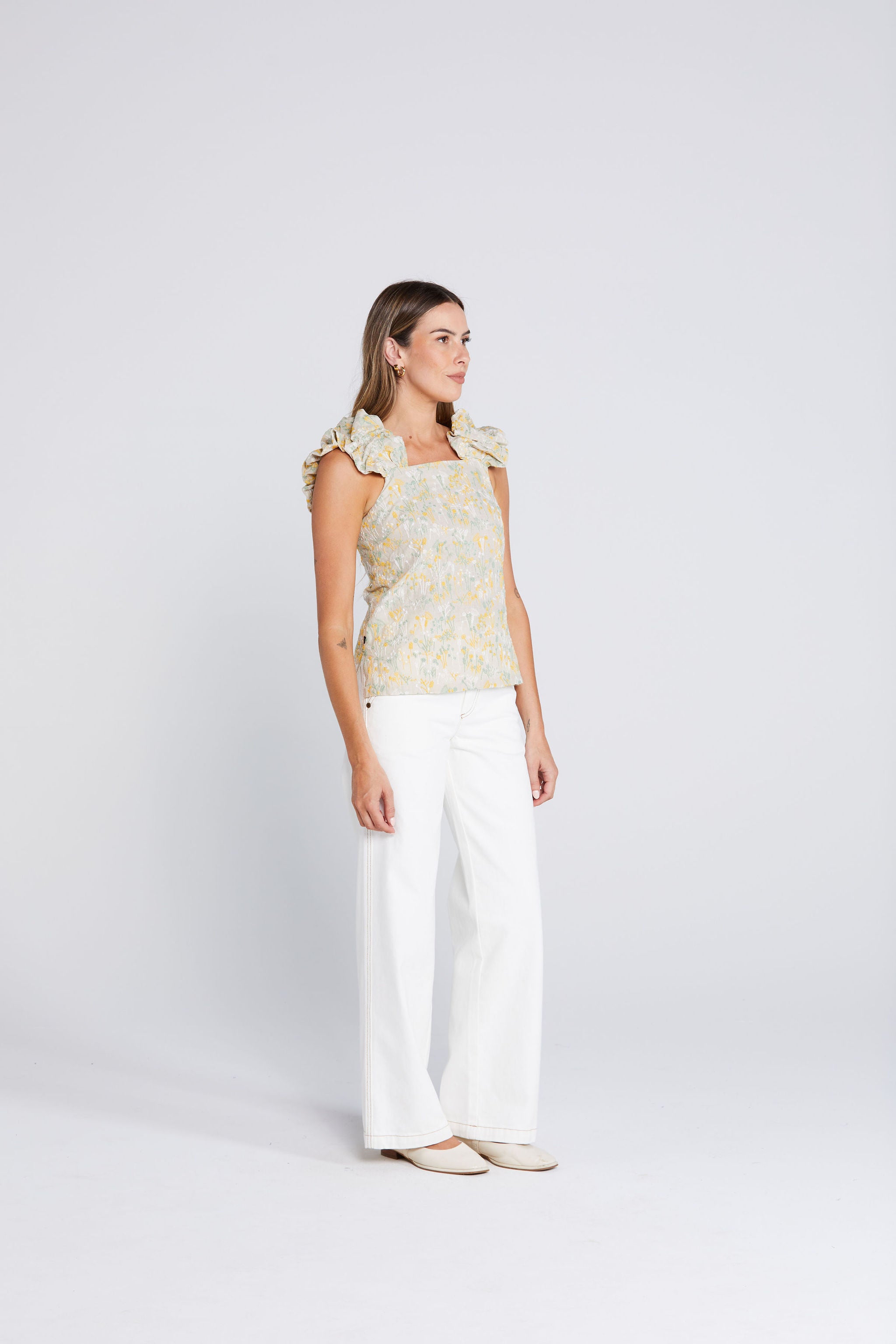 Ruffle Singlet - Whimsical Flora