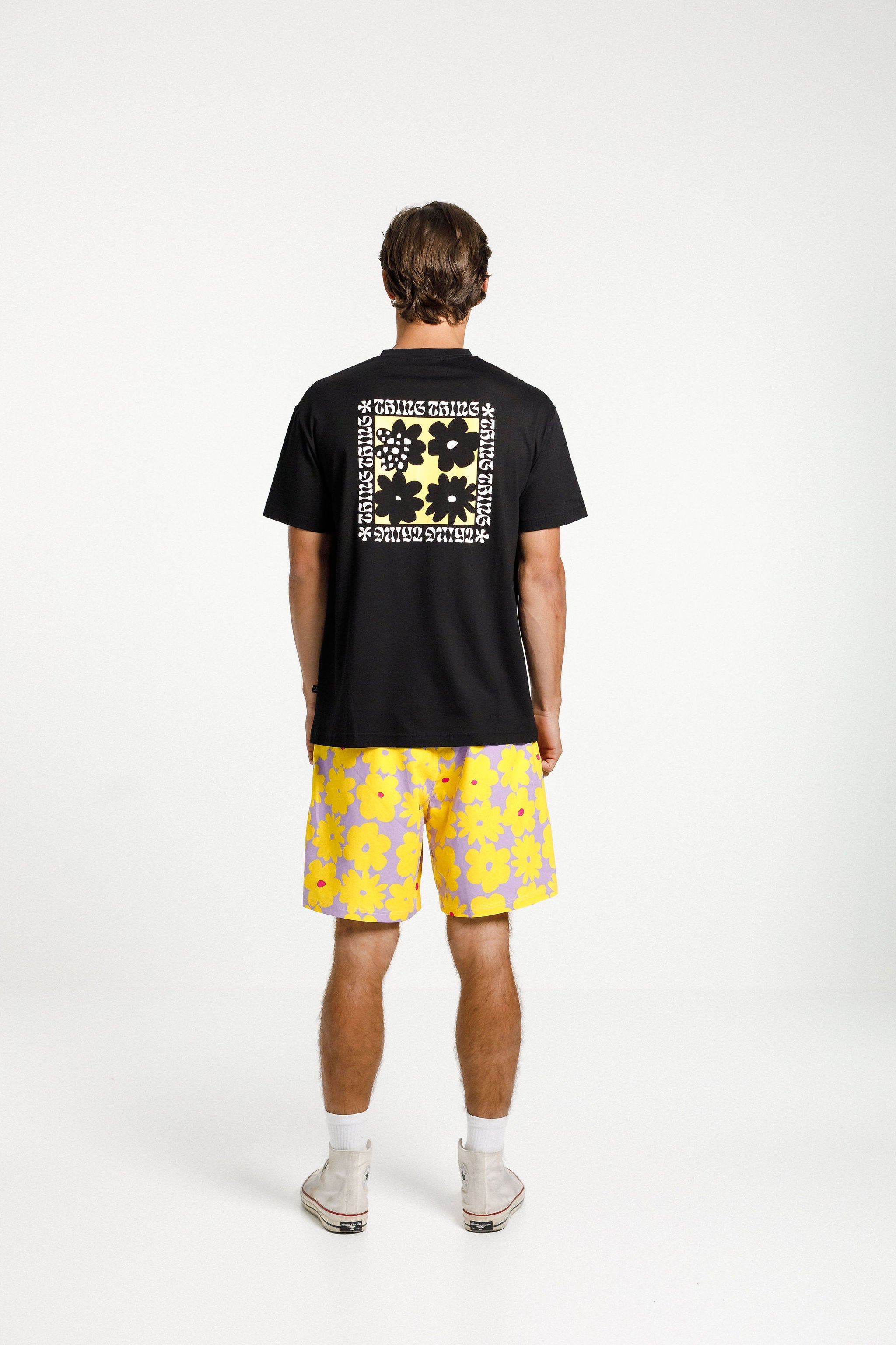 Ample Tee - Black with Flora Thing Print