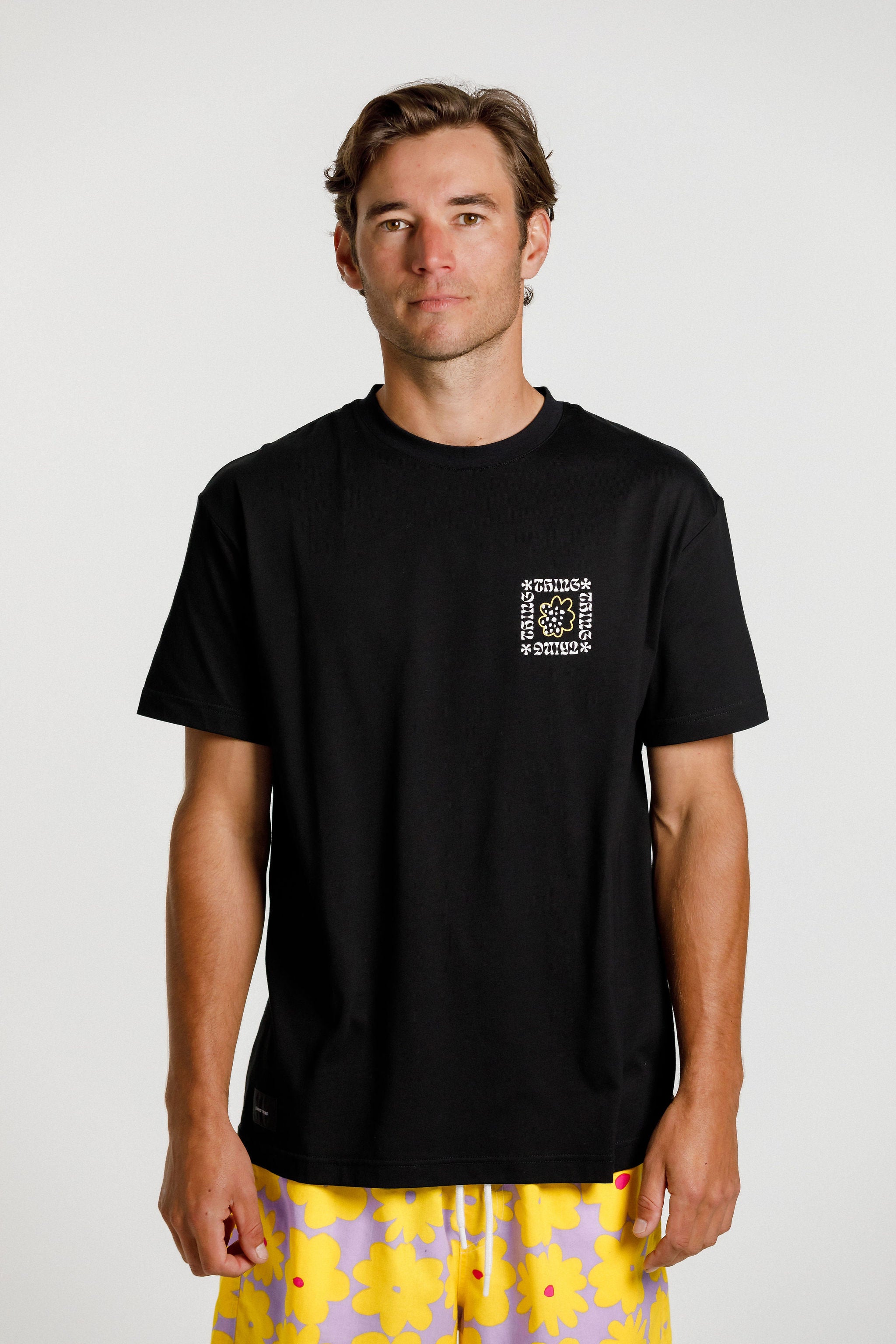 Ample Tee - Black with Flora Thing Print