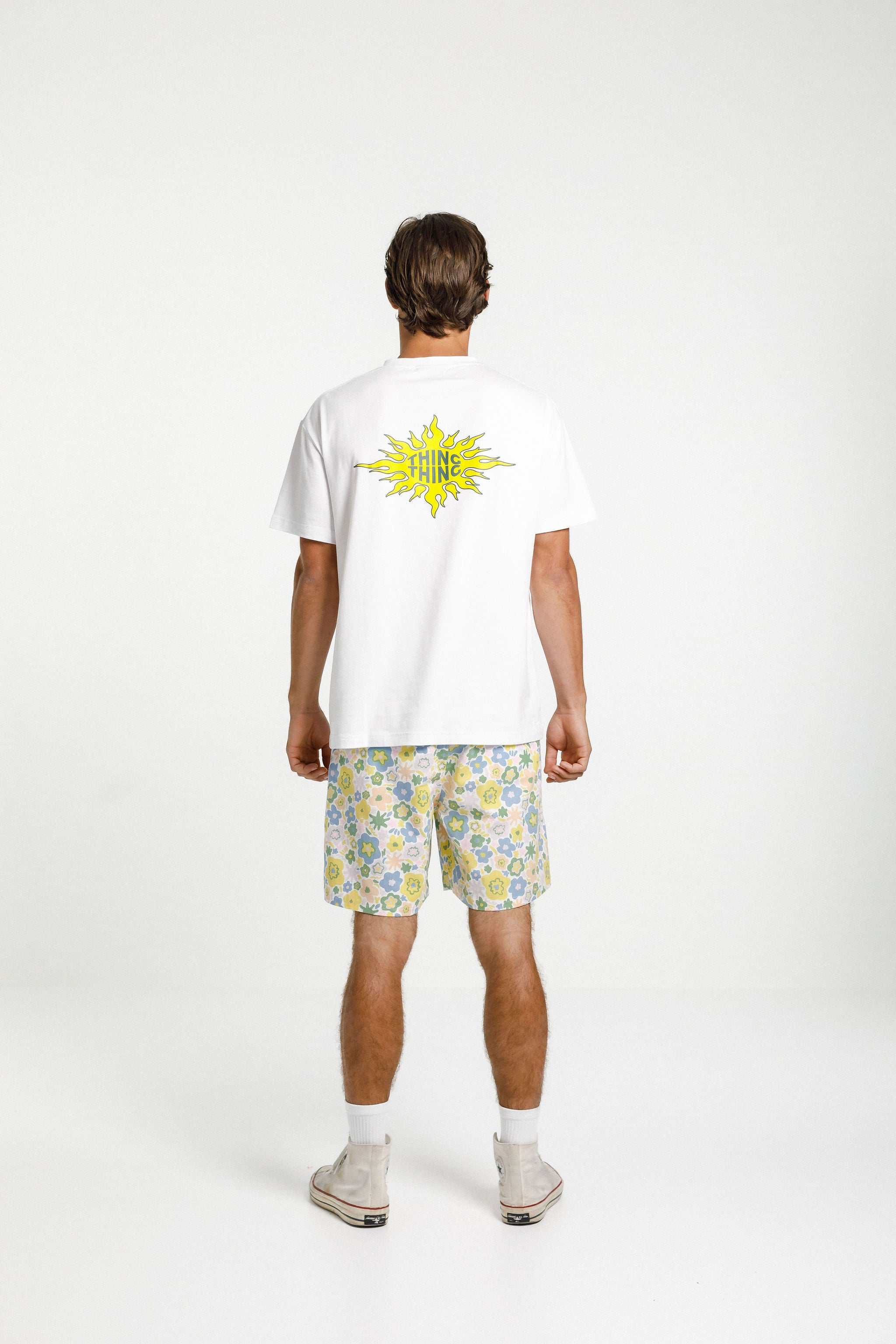 Ample Tee - Sale - White with Flame Sun Print