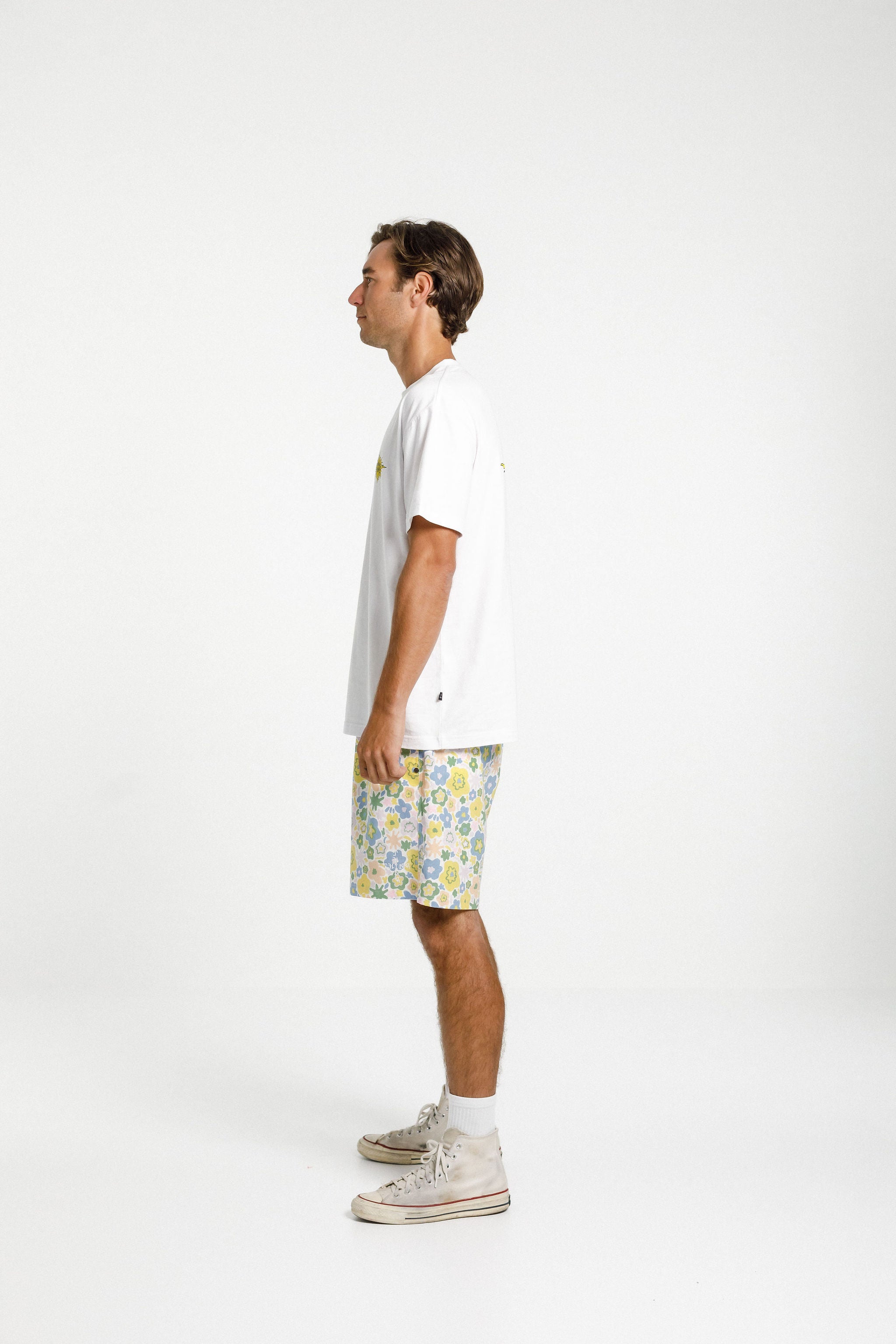 Ample Tee - White with Flame Sun Print