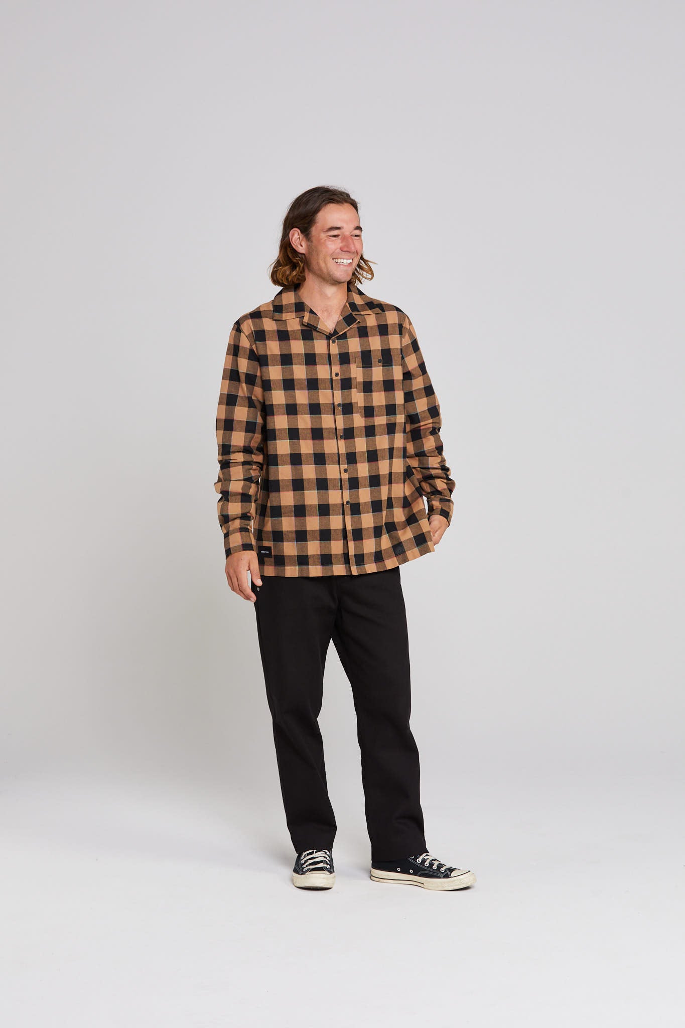 Long Sleeve Trope Shirt - Cocoa Check