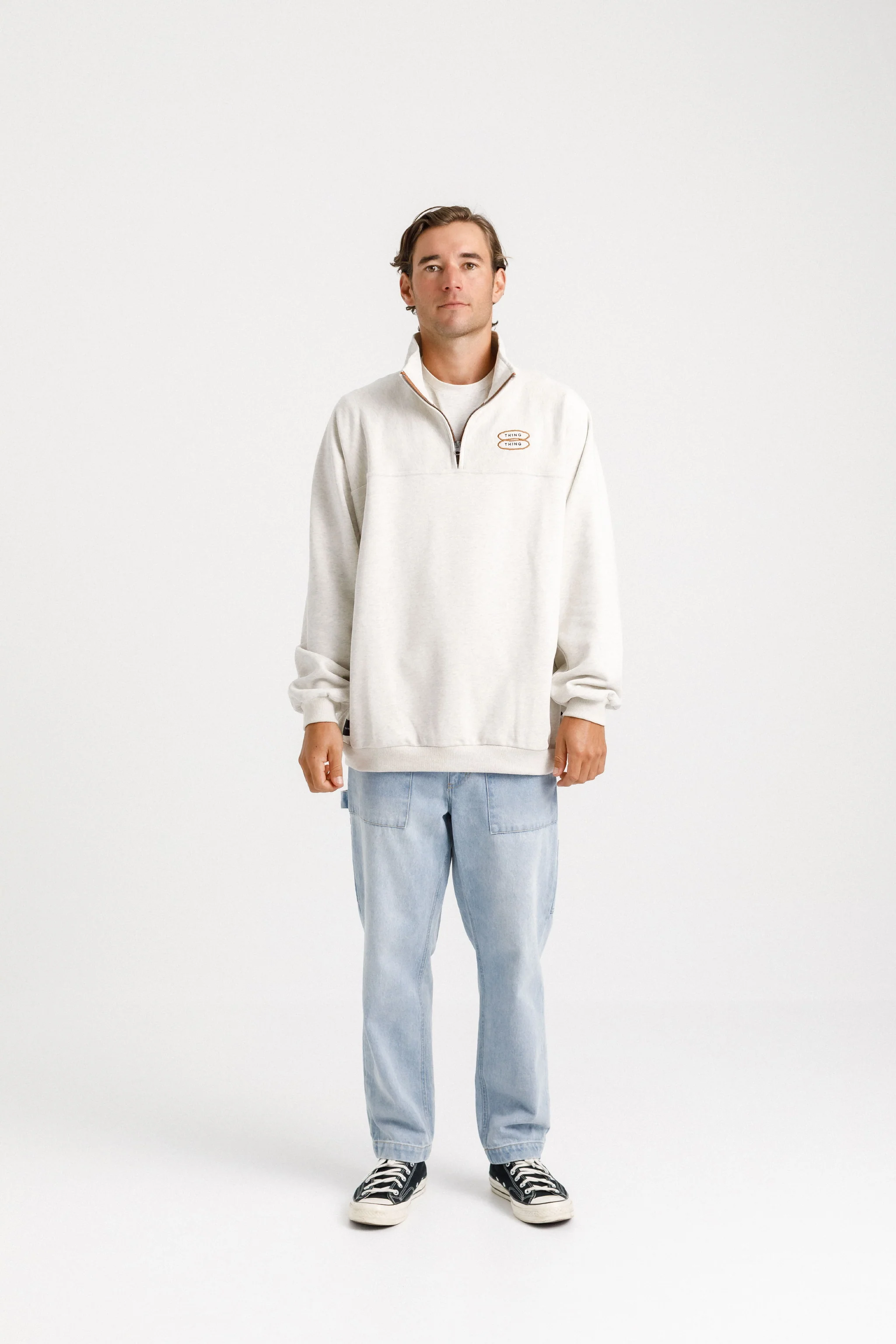 Quarter Zip Crew - Unbleached Marl