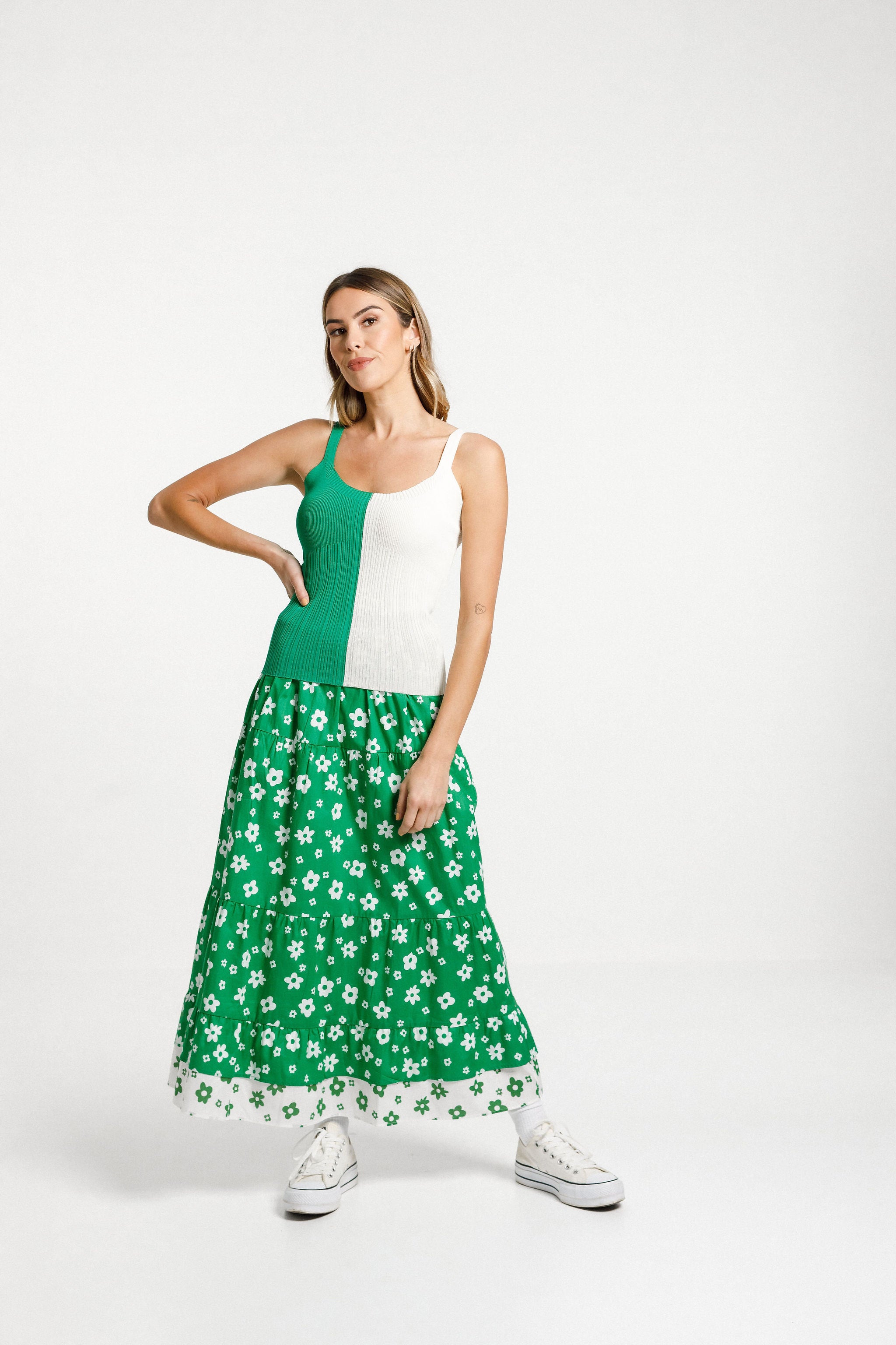 Block Neva Tank - Green/Milk