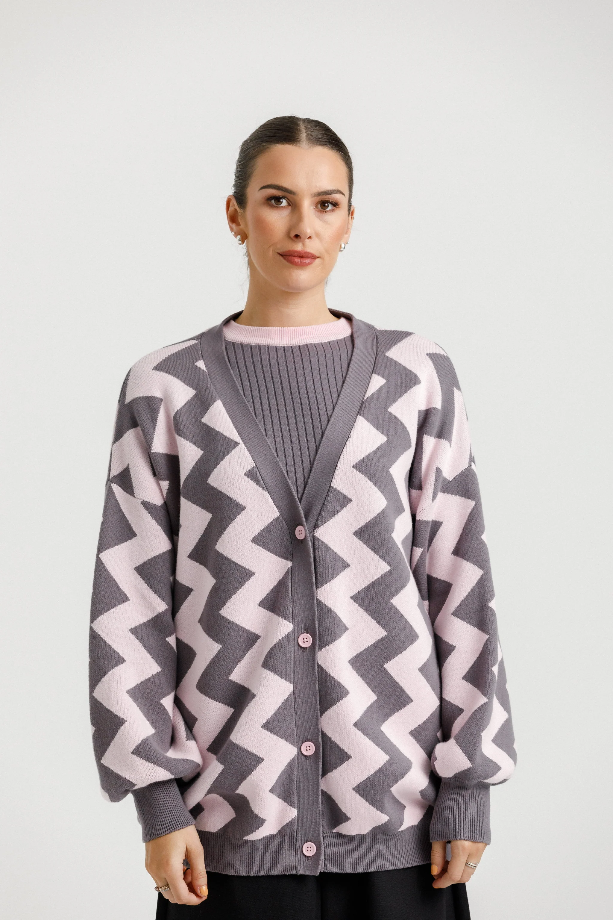 Twisty Cardigan - Blush/Coal