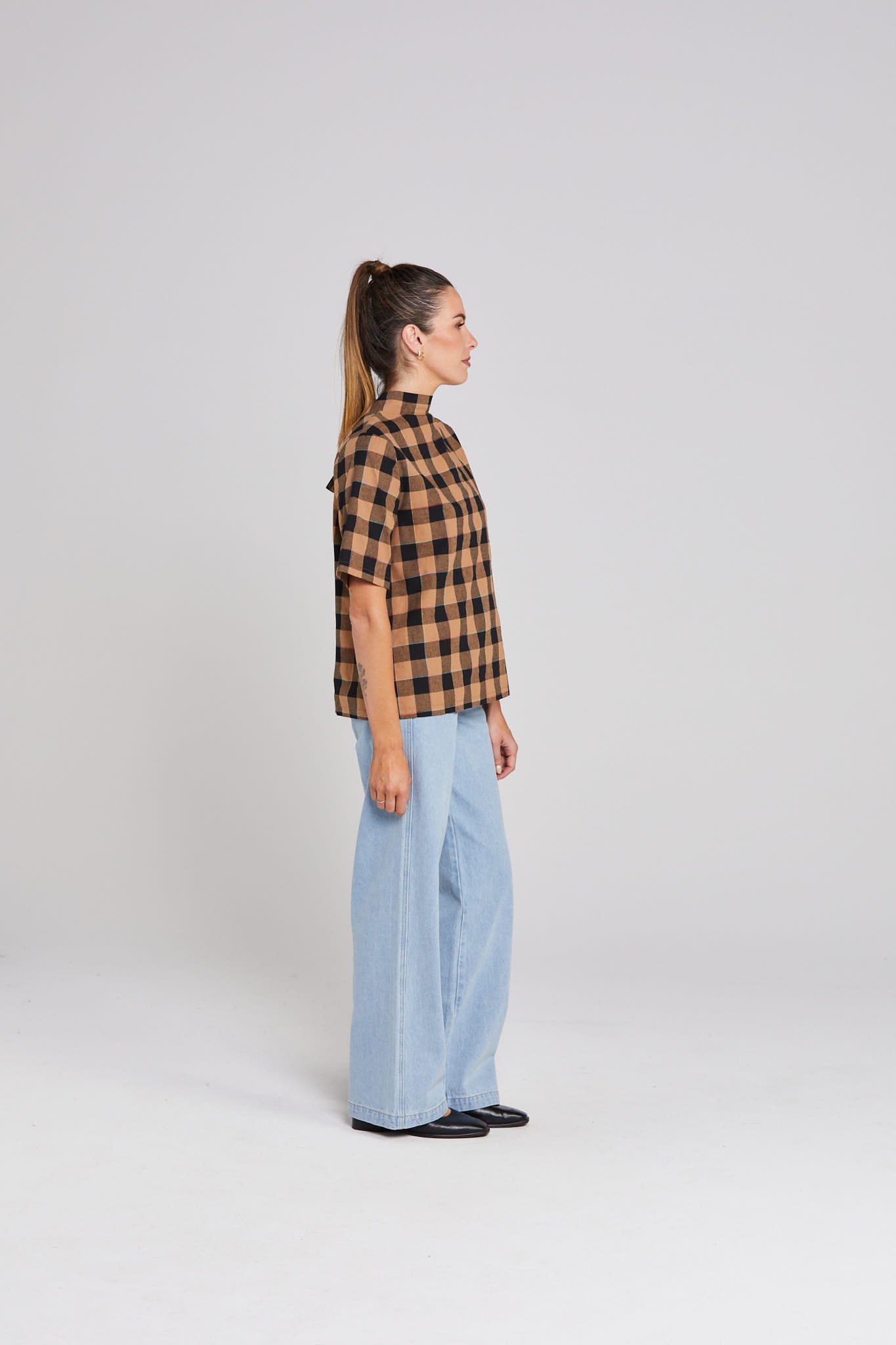 Nightcap Top - Cocoa Check