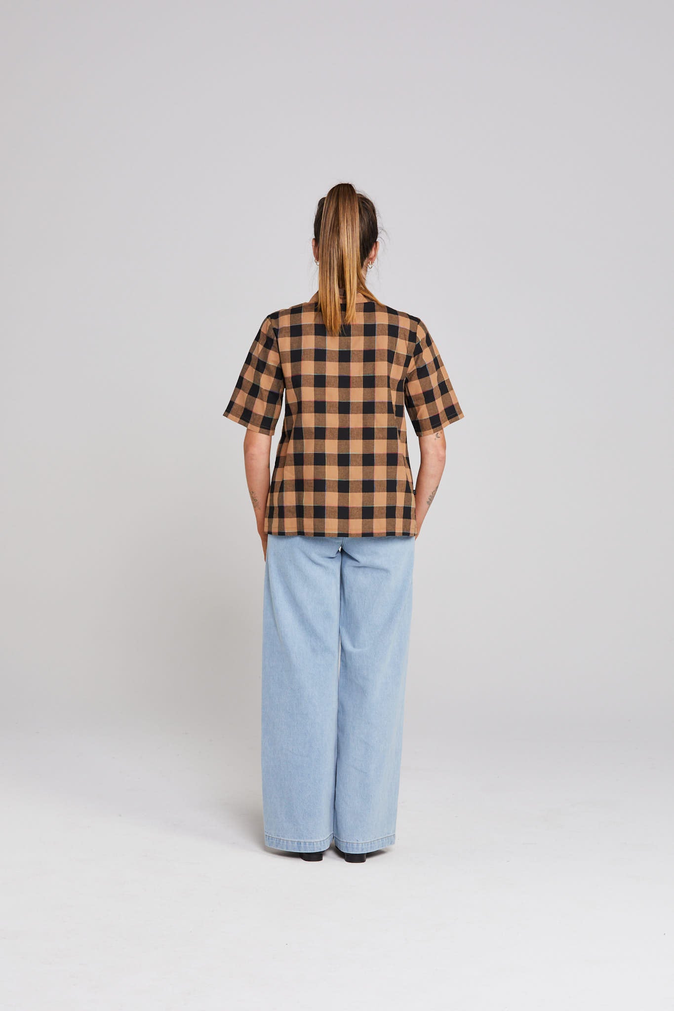 Nightcap Top - Cocoa Check