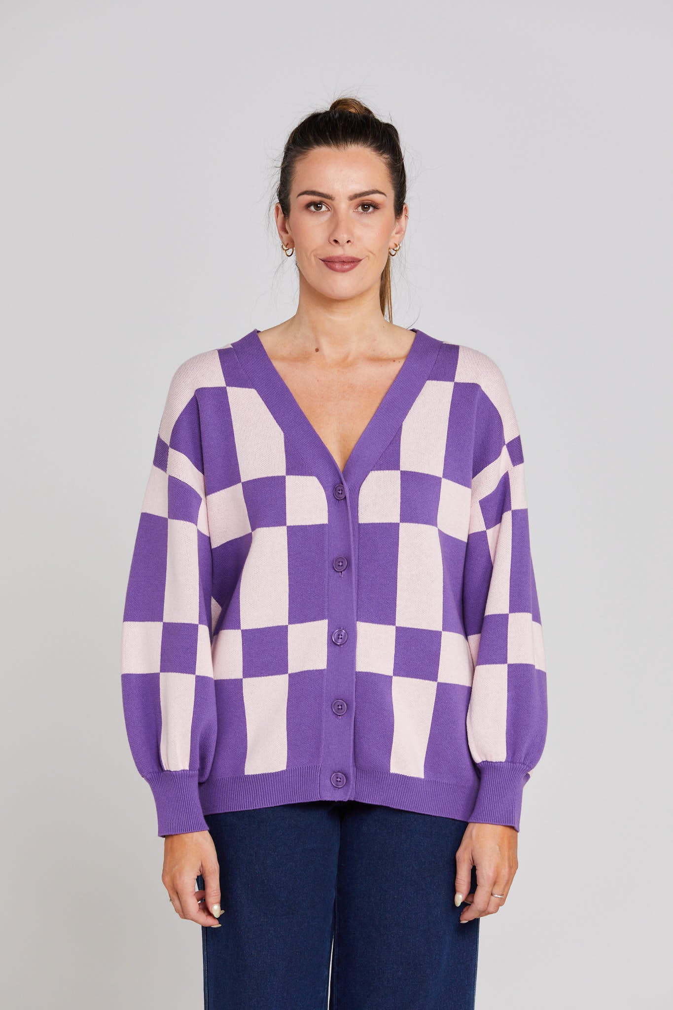 Check Up Cardigan - Berry Blush