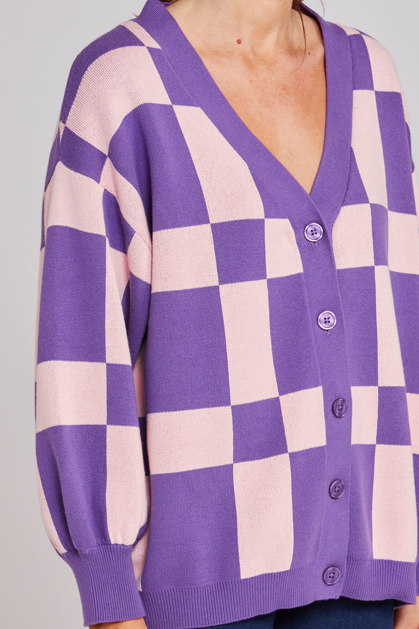 Check Up Cardigan - Berry Blush