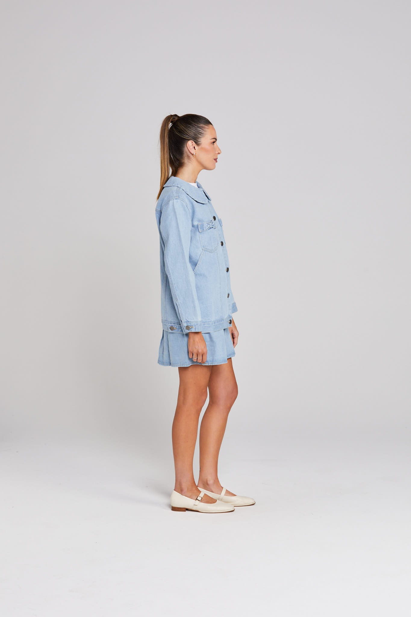 Bowtique Shacket - Stone Wash Denim