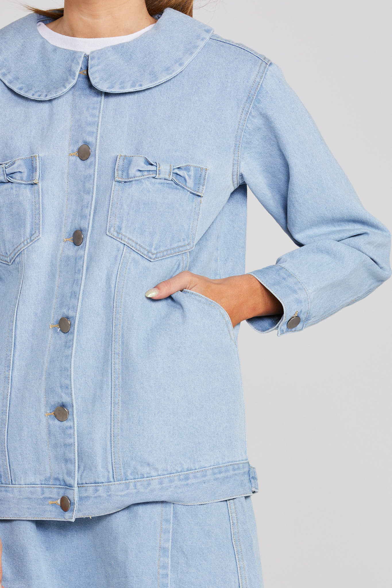 Bowtique Shacket - Stone Wash Denim