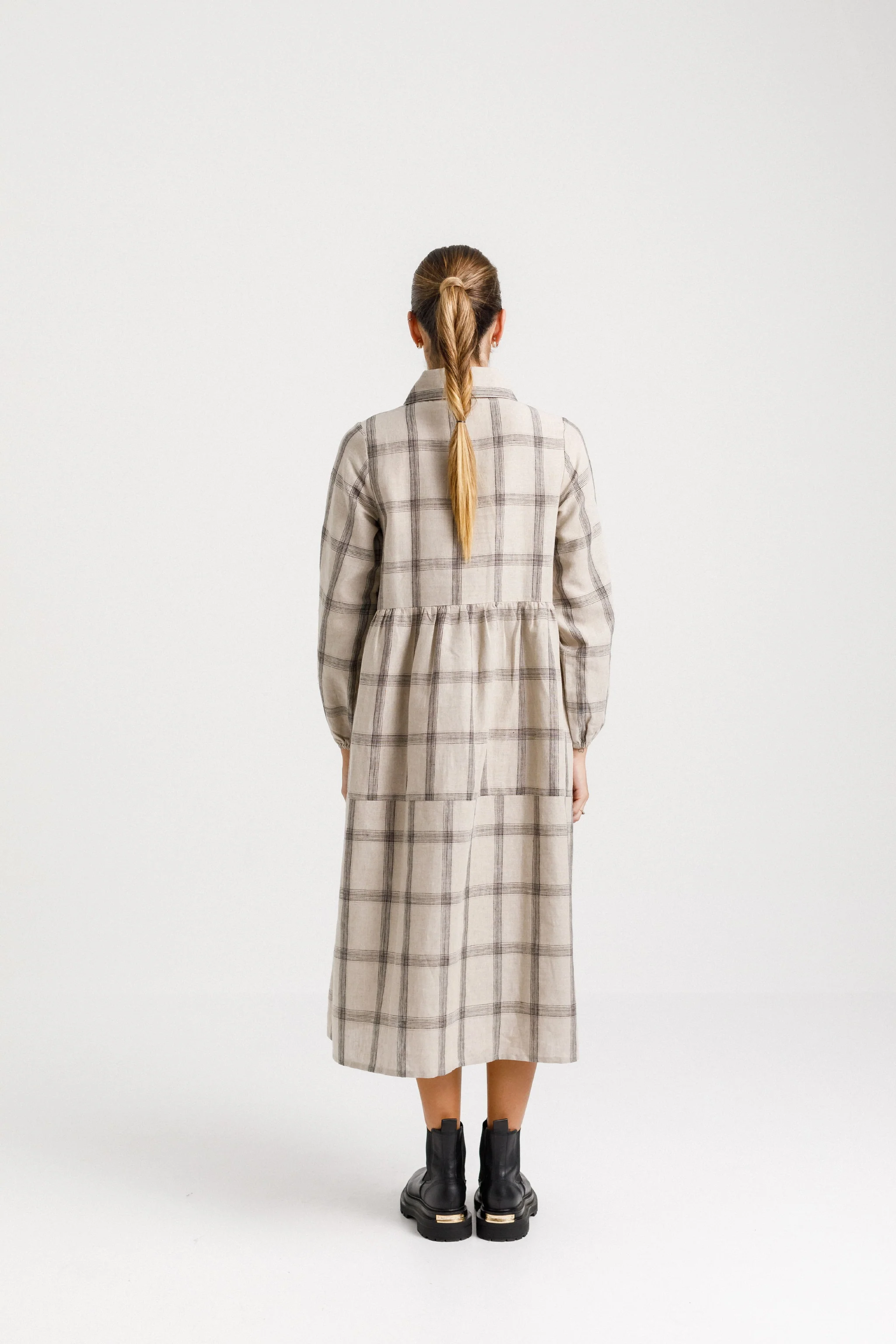 Coming Soon - Aleah Dress - Oat Plaid