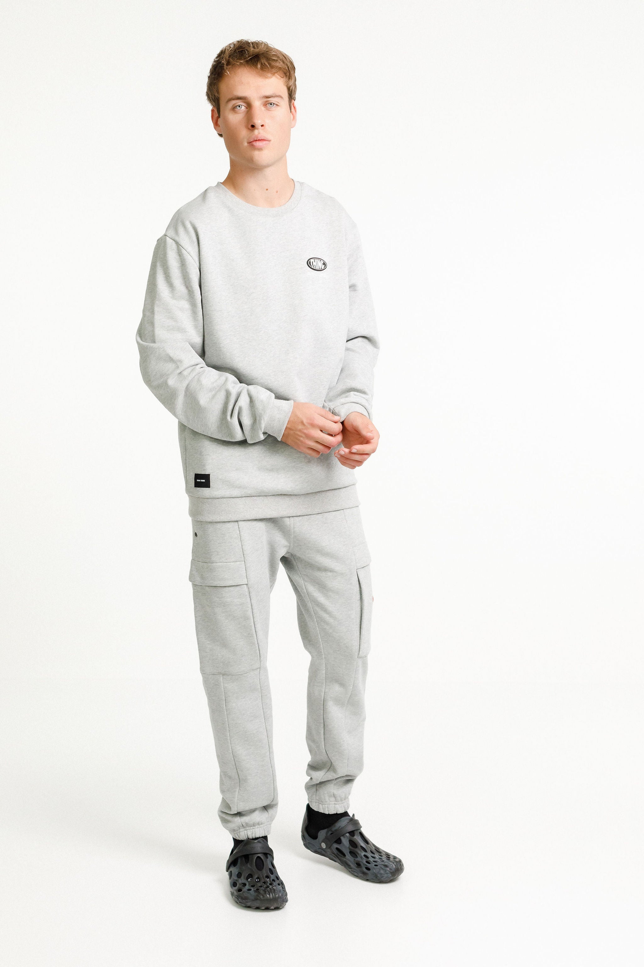 Title Crew - Grey with Globe Print