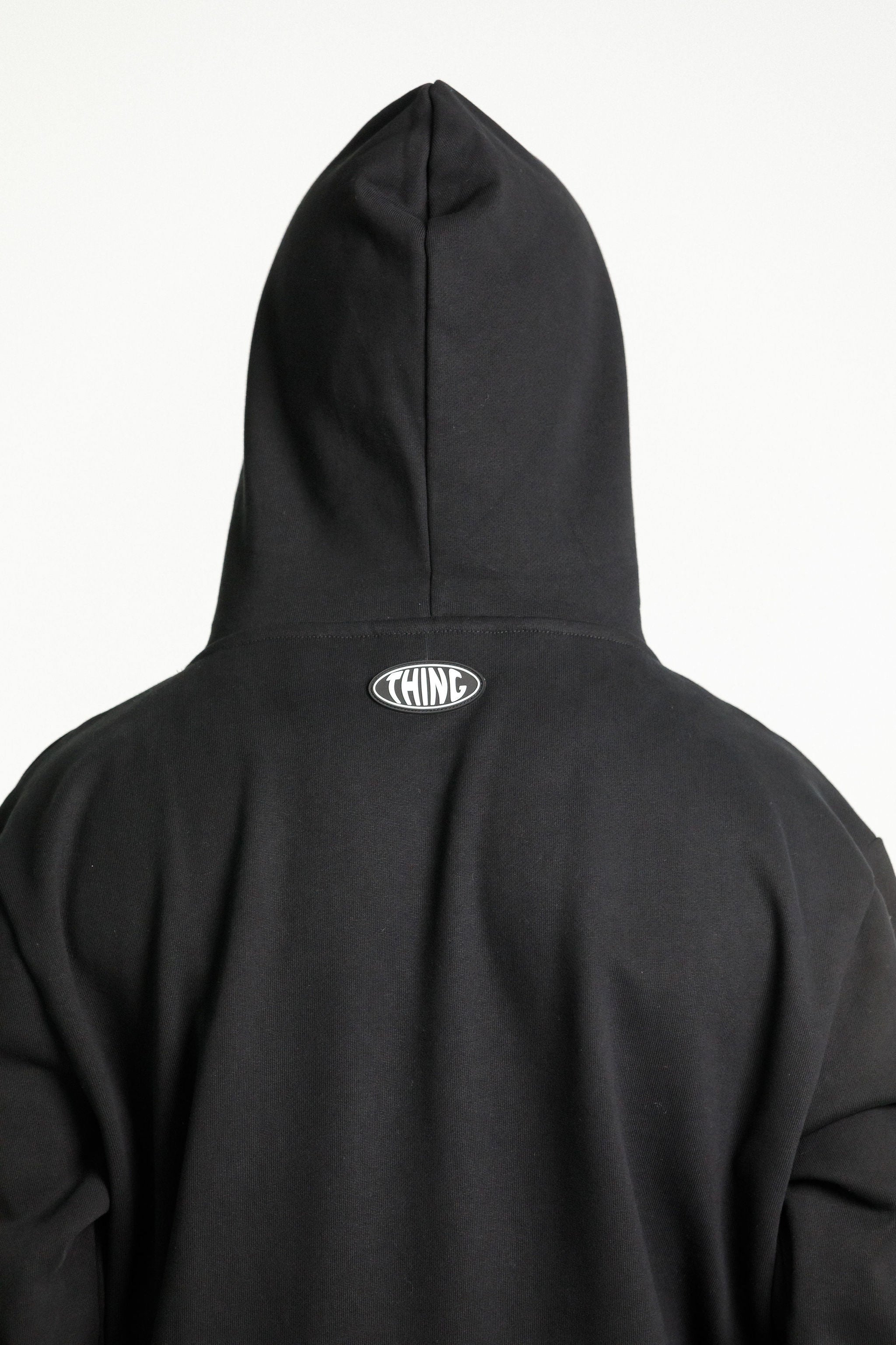 Title Hood - Black with Globe Print
