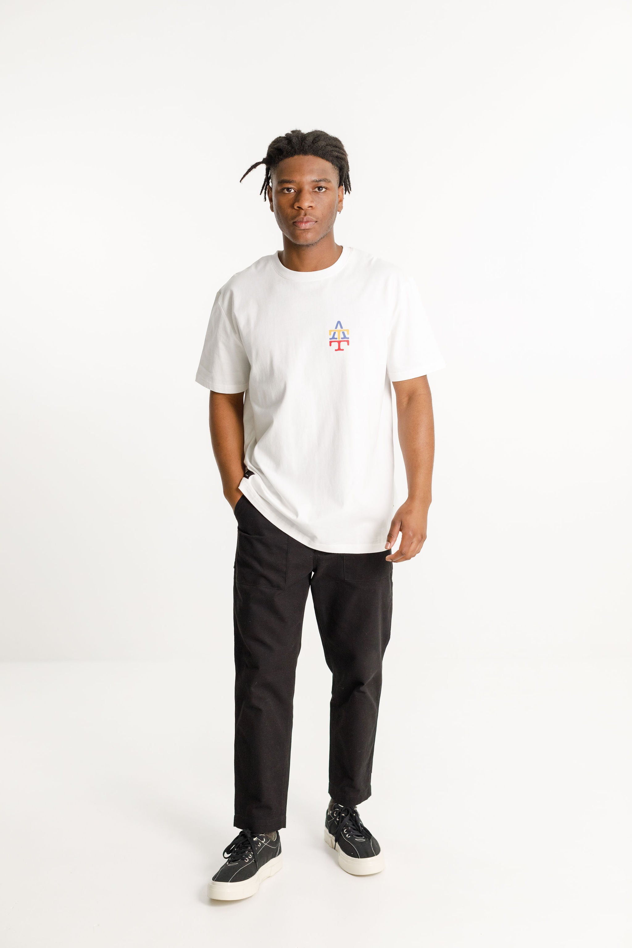SS Tee - White with ATT College Print