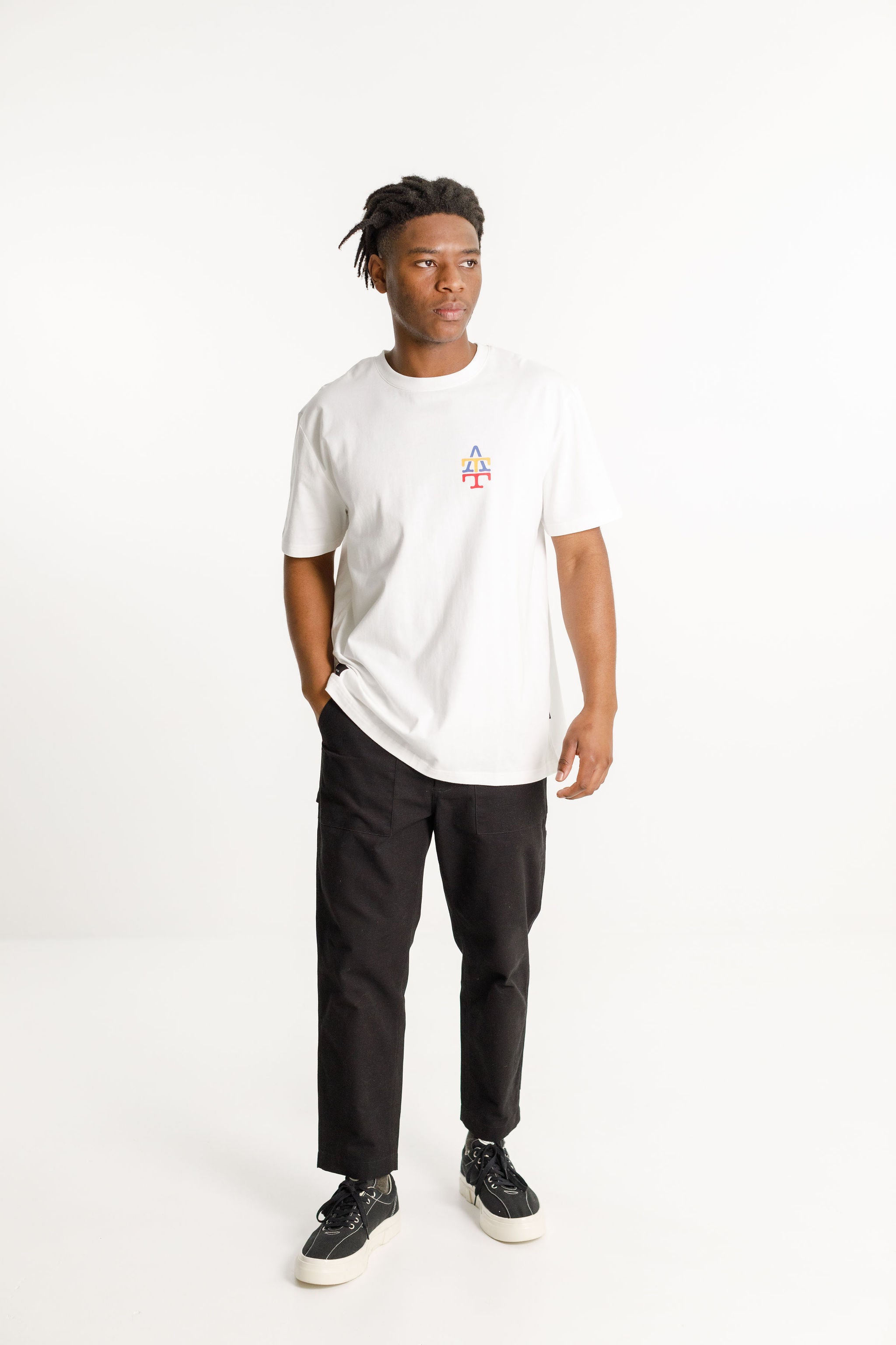 SS Tee - White with ATT College Print