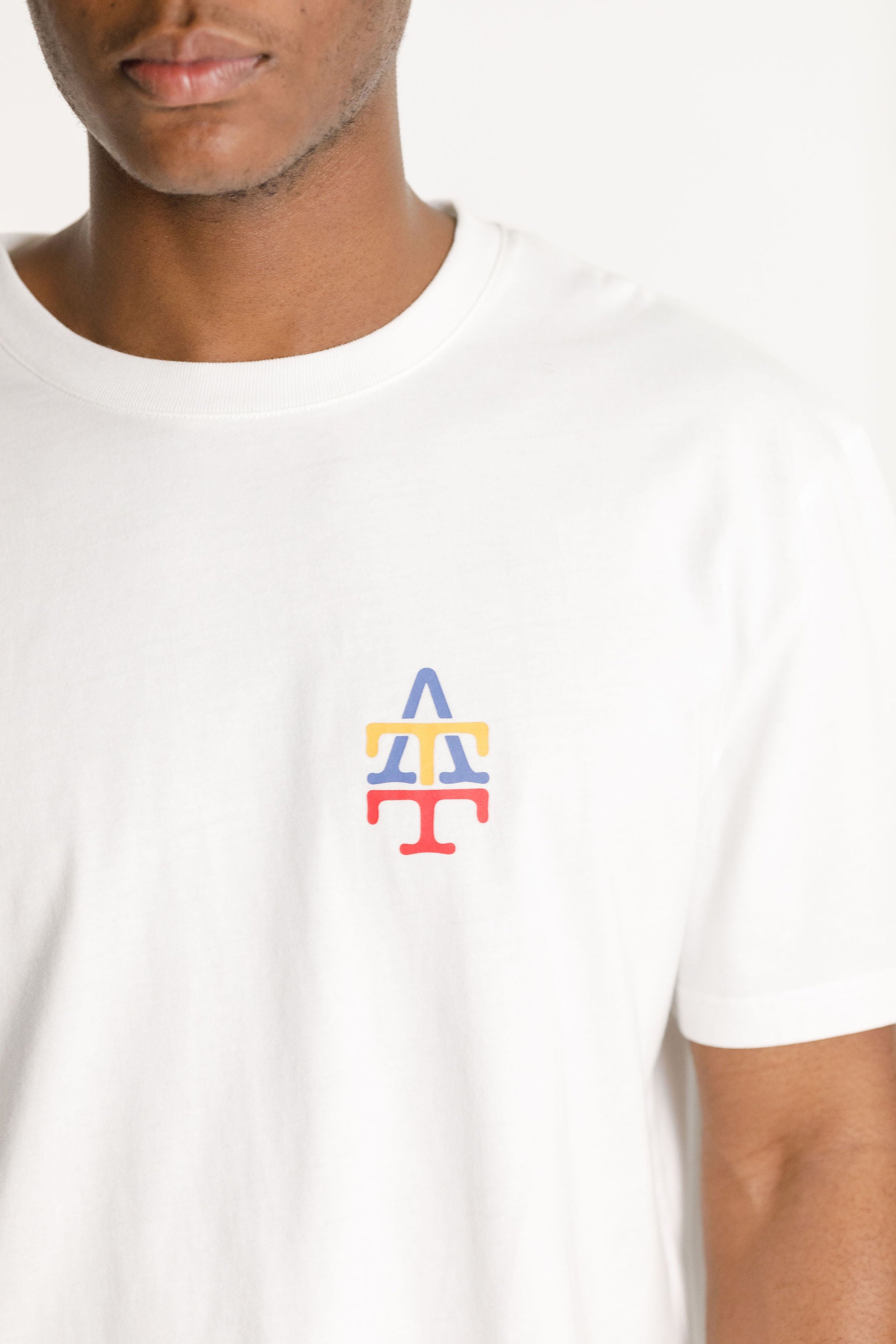 SS Tee - White with ATT College Print