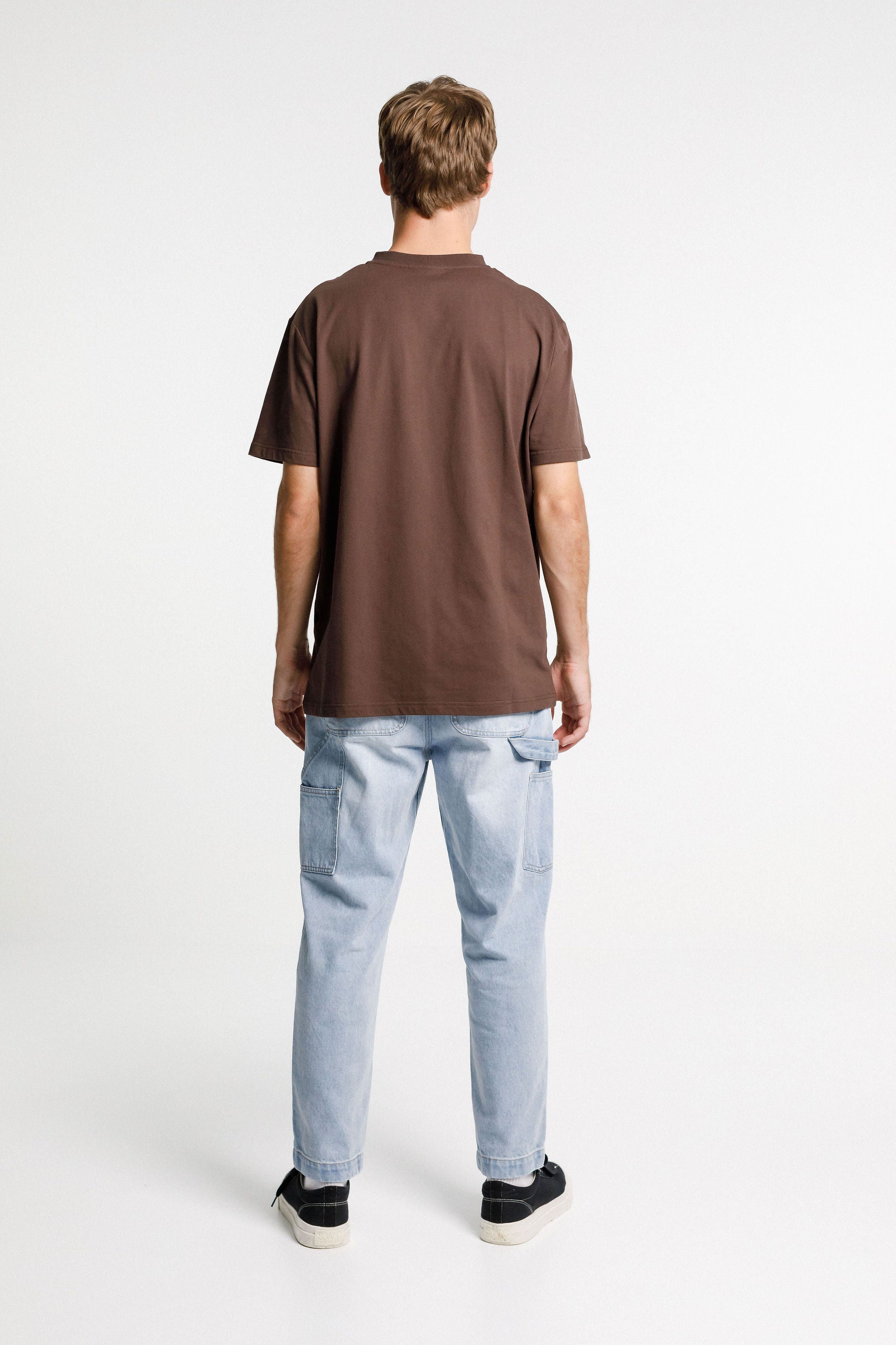 SS Tee - Chocolate with Globe Print