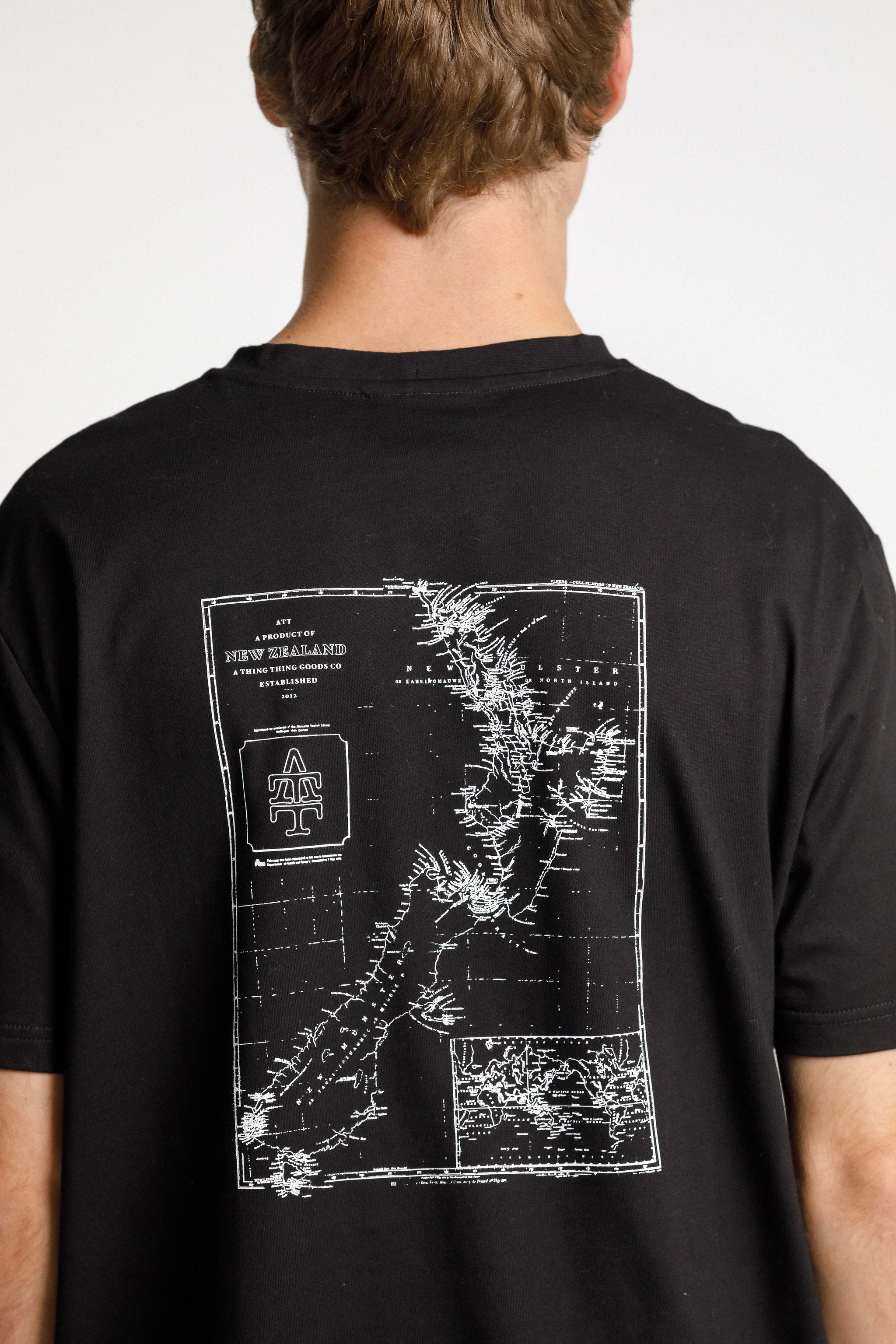 SS Tee - Black with Map Print