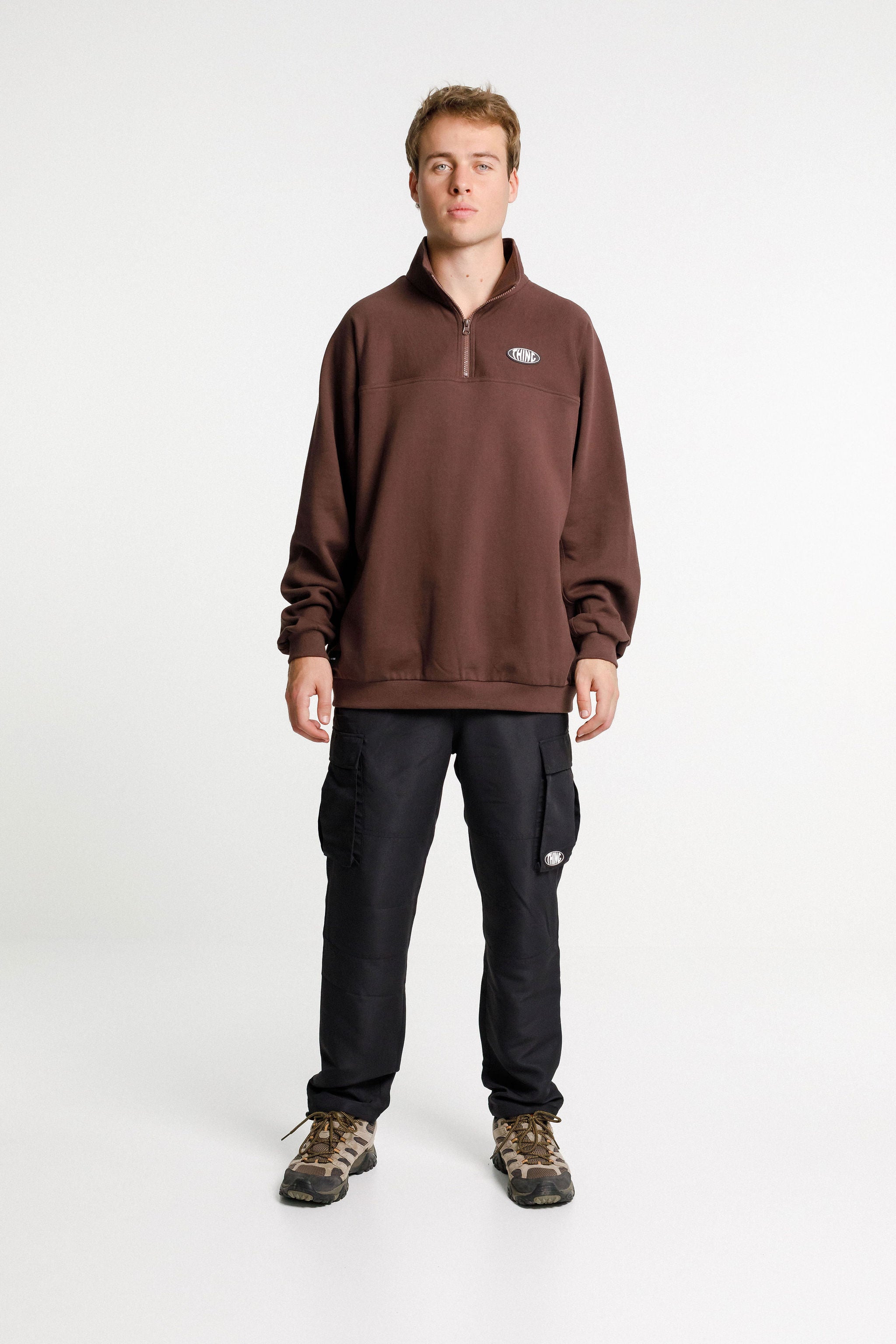 Quarter Zip Crew - Chocolate