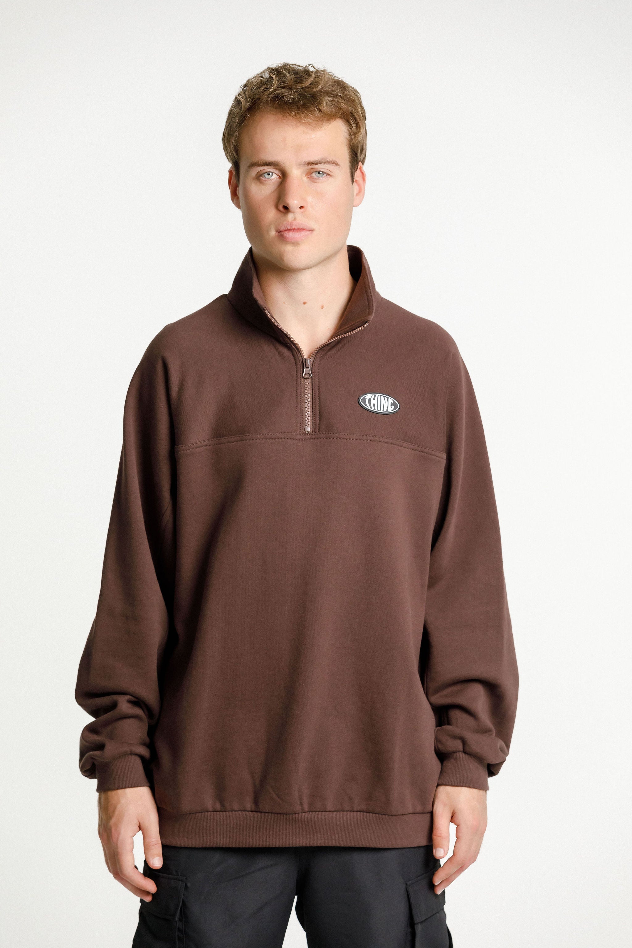 Quarter Zip Crew - Chocolate