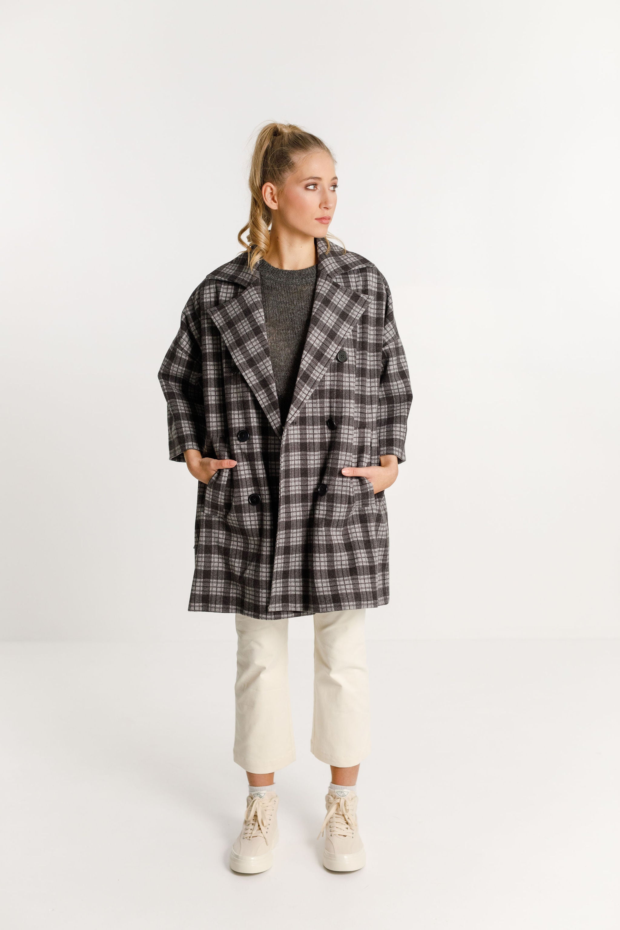 Trixie Coat - Charcoal Plaid