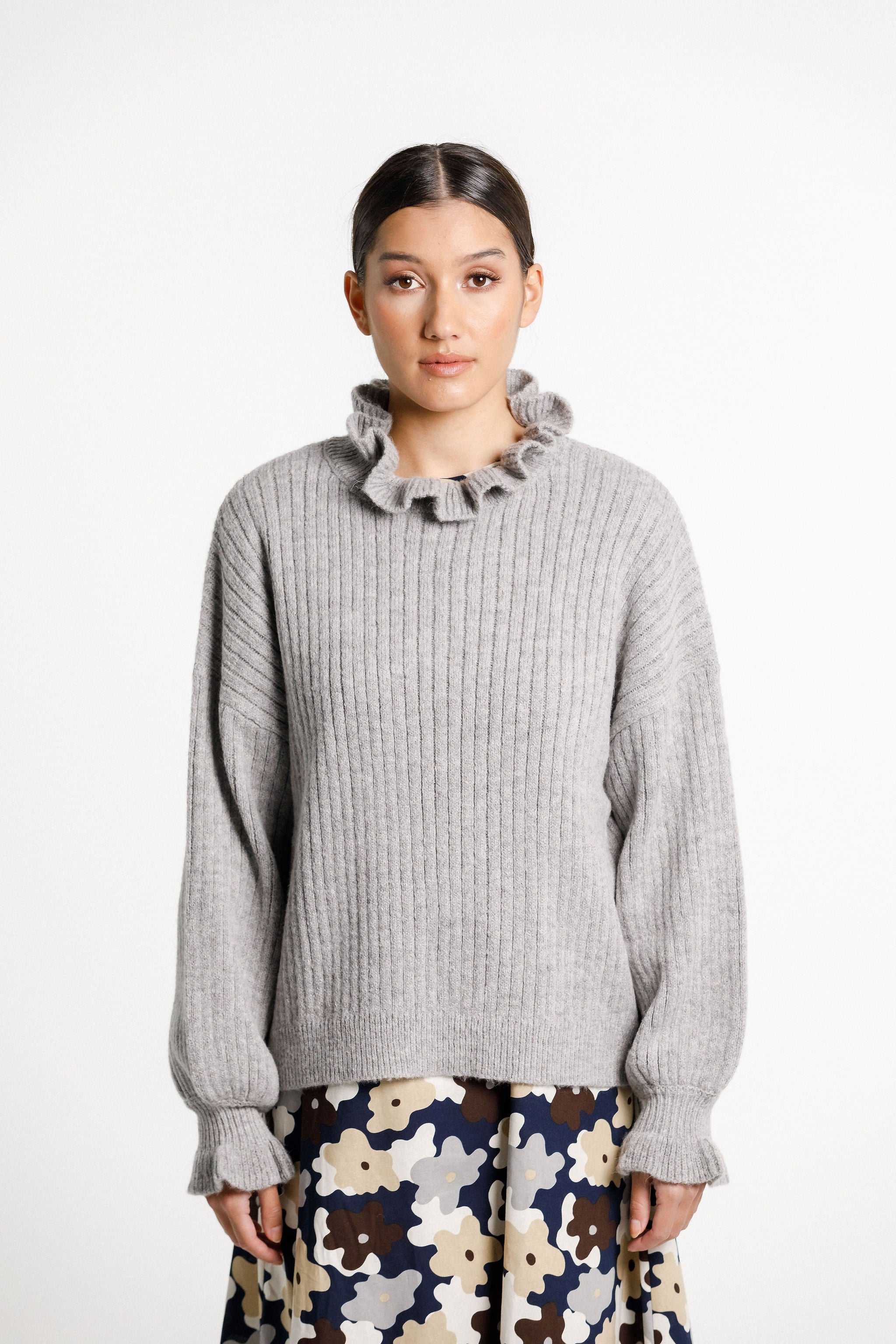 Ruffle Emma Jumper - Grey