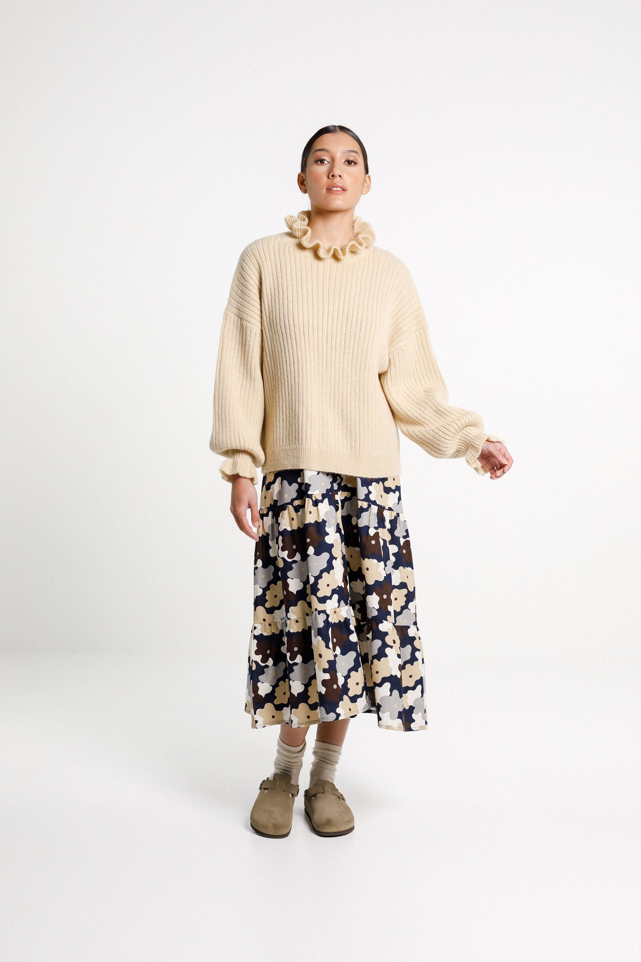 Ruffle Emma Jumper - Latte