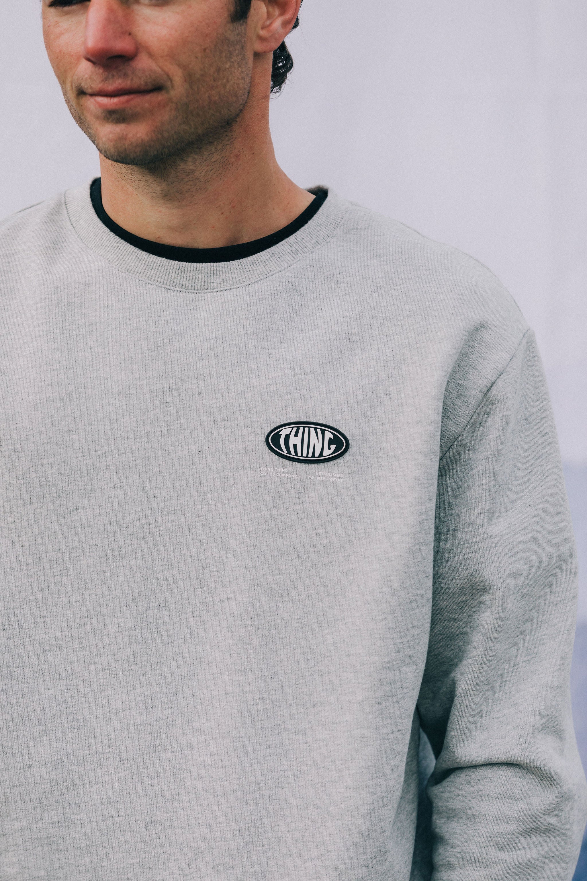 Title Crew - Grey with Globe Print
